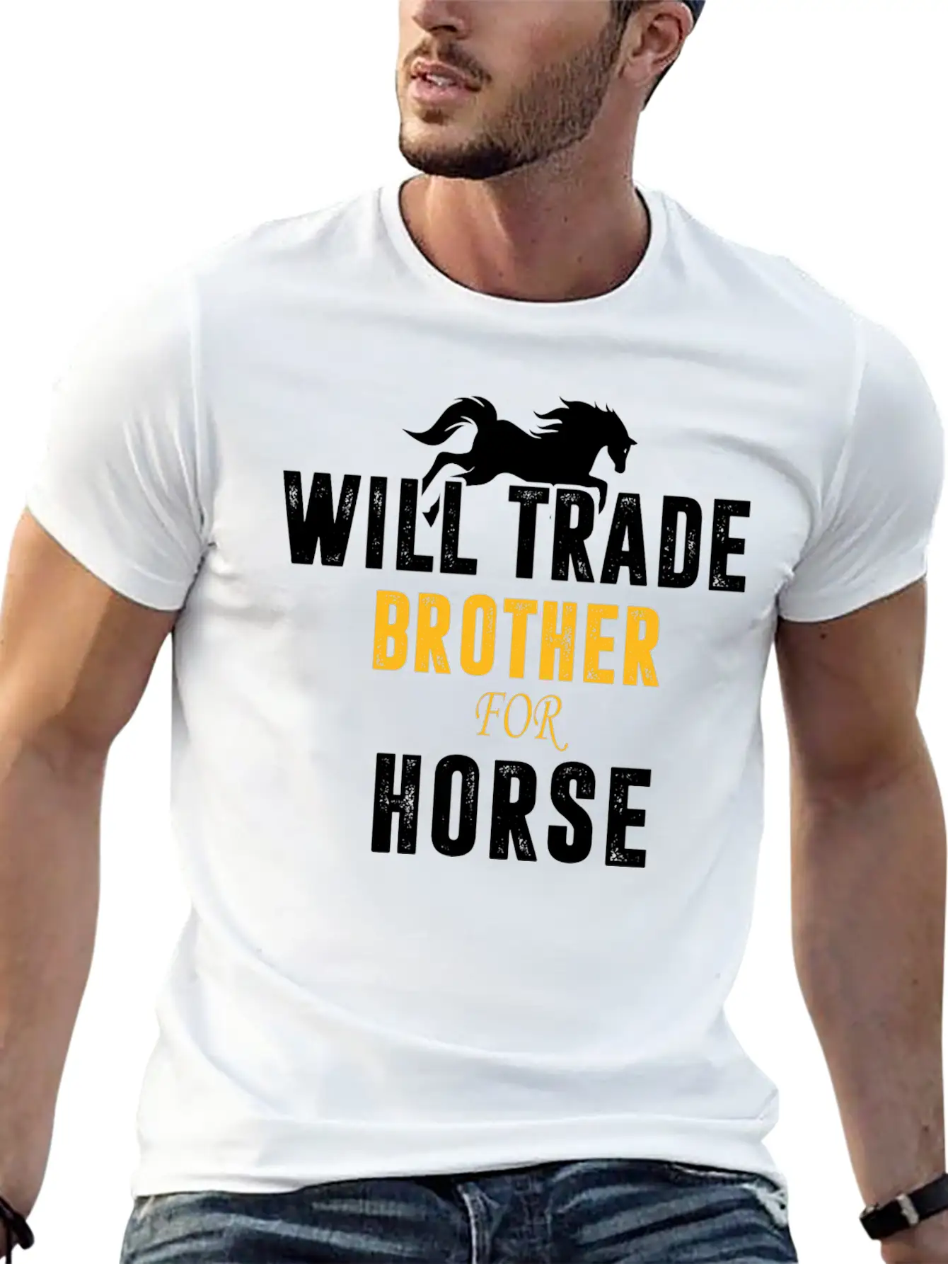 Will Trade Brother For Horse Basic Graphic T-Shirt – Daily Comfort In Soft Cotton