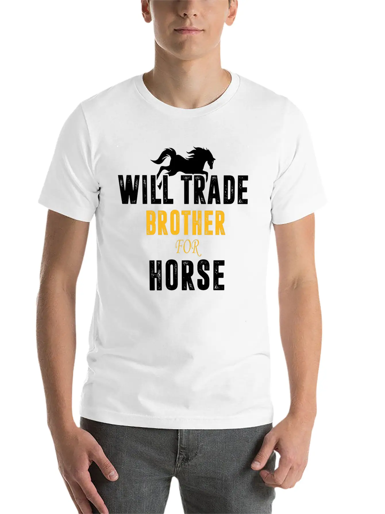 Will Trade Brother For Horse Basic Graphic T-Shirt – Daily Comfort In Soft Cotton