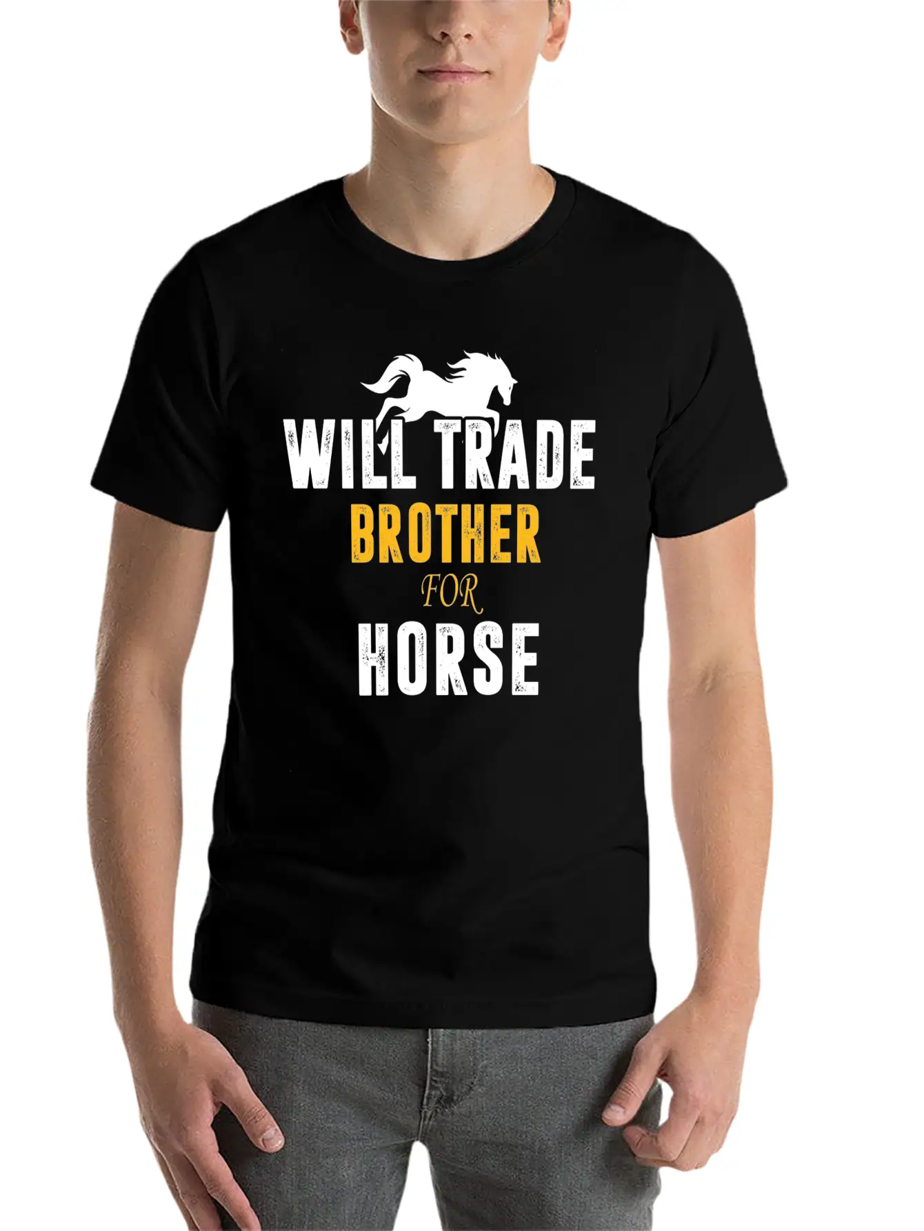 Will Trade Brother For Horse Basic Graphic T-Shirt – Daily Comfort In Soft Cotton