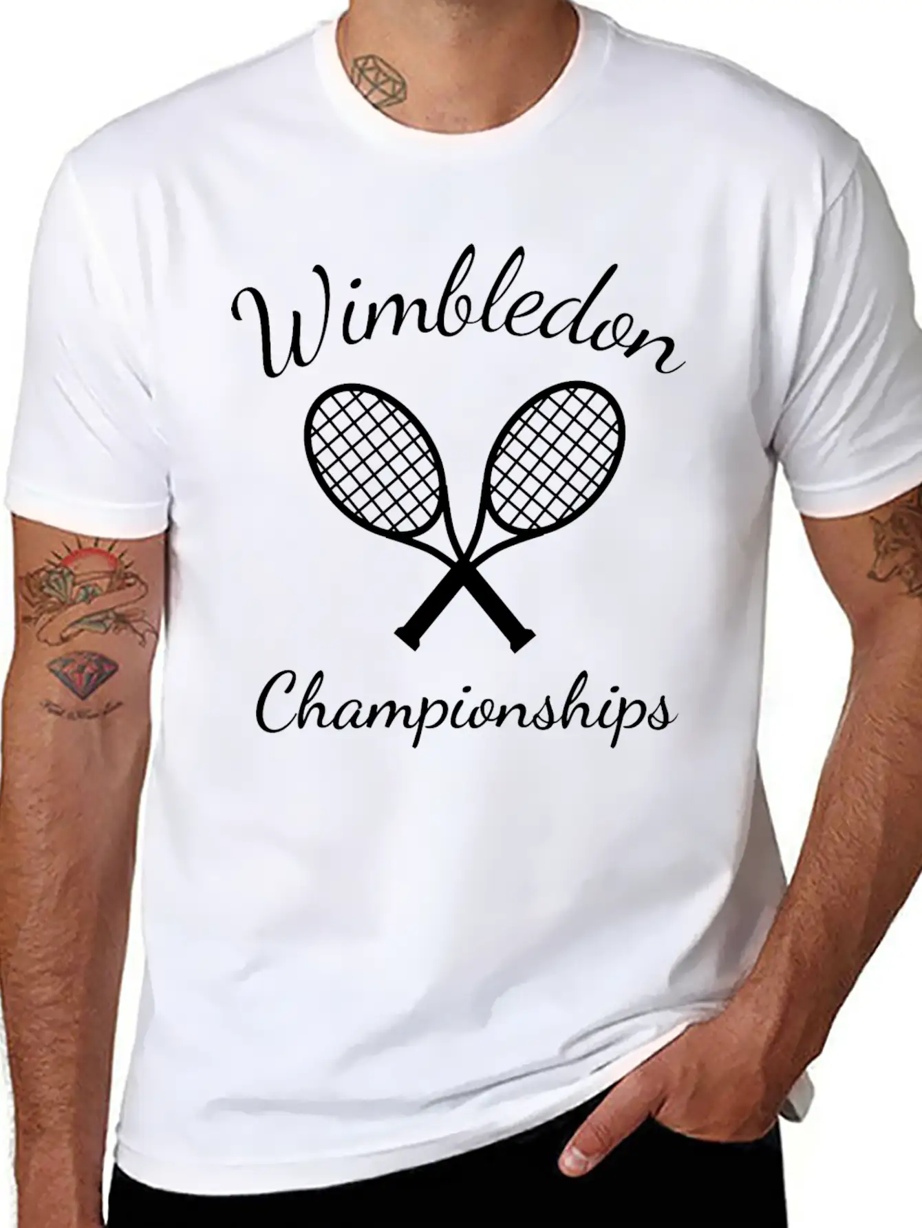 Wimbledon Championships Tennis Player - White Text Classic Cotton Tee – Unisex Comfort For Any Season