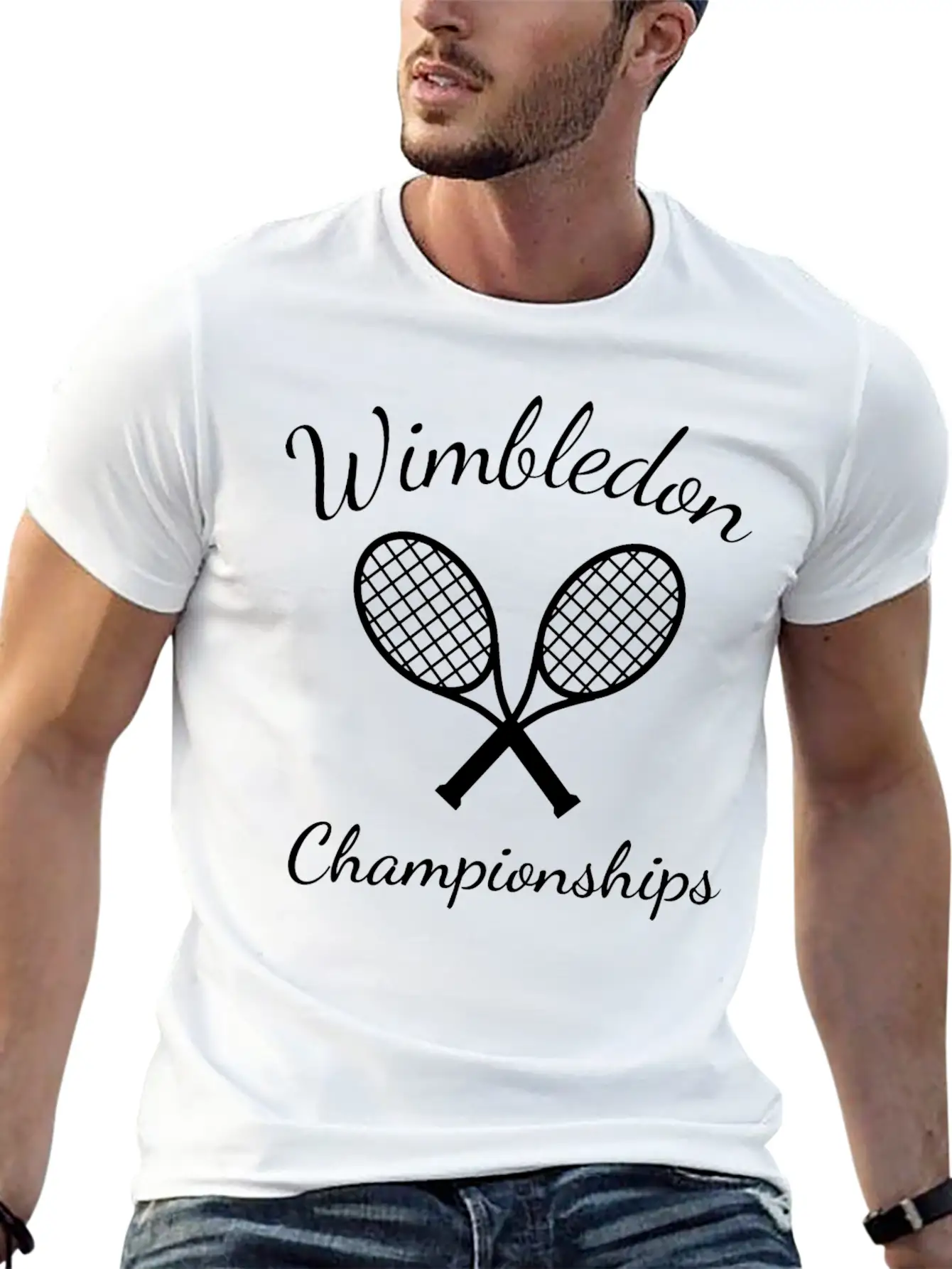 Wimbledon Championships Tennis Player - White Text Classic Cotton Tee – Unisex Comfort For Any Season