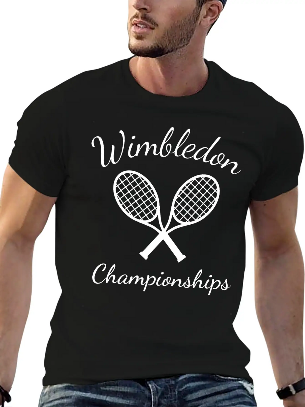 Wimbledon Championships Tennis Player - White Text Classic Cotton Tee – Unisex Comfort For Any Season