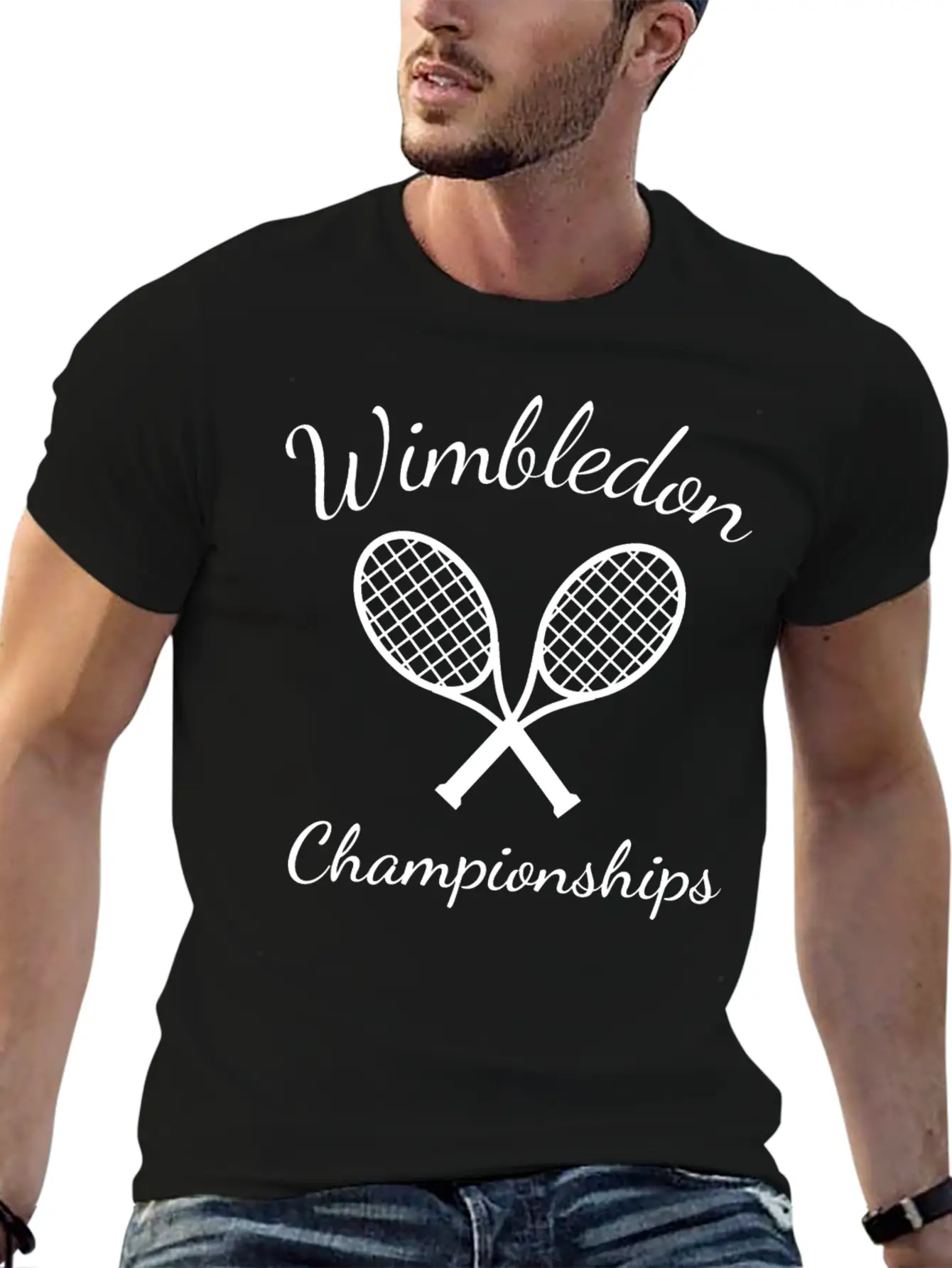 Wimbledon Championships Tennis Player - White Text Classic Cotton Tee – Unisex Comfort For Any Season