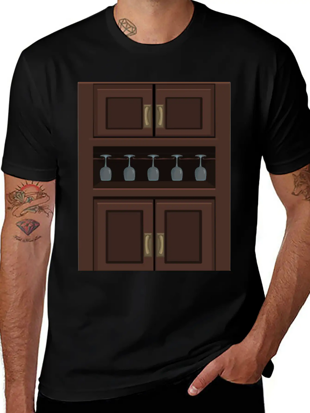 Wine Cabinet From Glitch Relaxed Everyday Tee – Lightweight And Durable Cotton