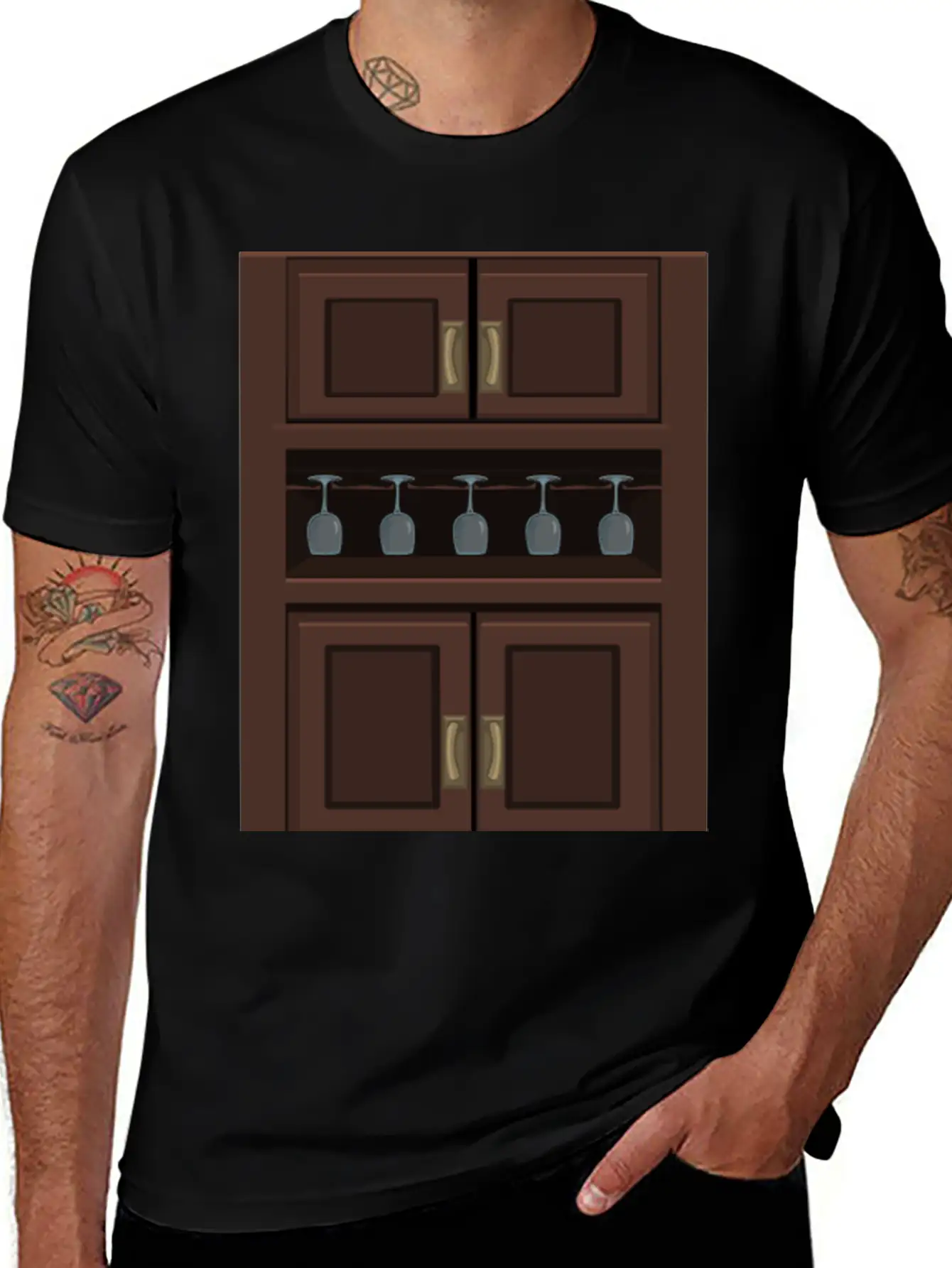 Wine Cabinet From Glitch Relaxed Everyday Tee – Lightweight And Durable Cotton