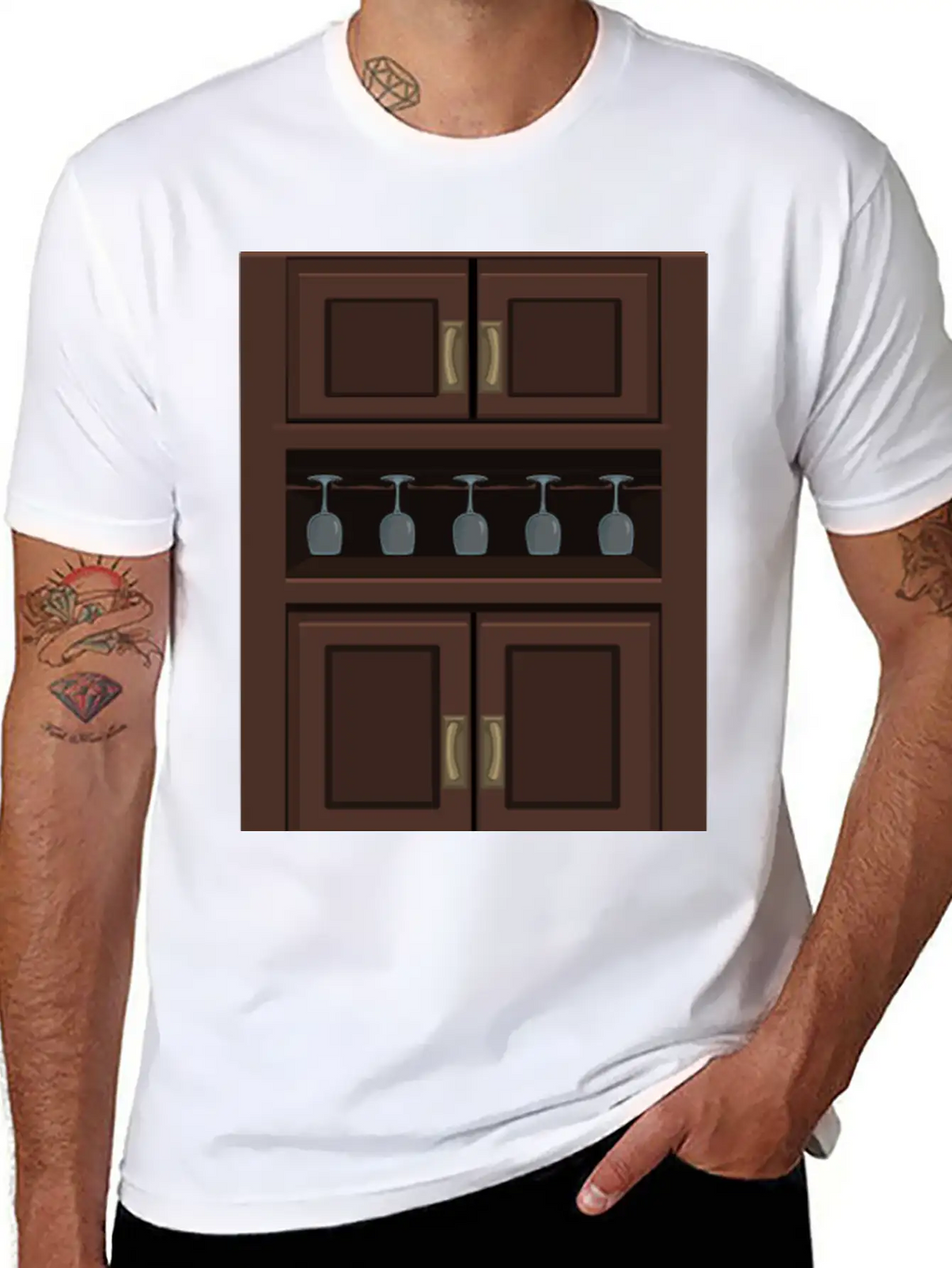 Wine Cabinet From Glitch Relaxed Everyday Tee – Lightweight And Durable Cotton