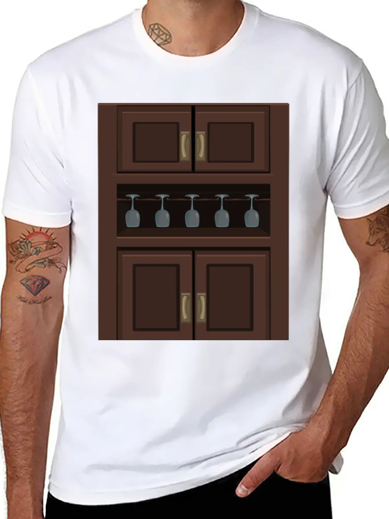 Wine Cabinet From Glitch Relaxed Everyday Tee – Lightweight And Durable Cotton