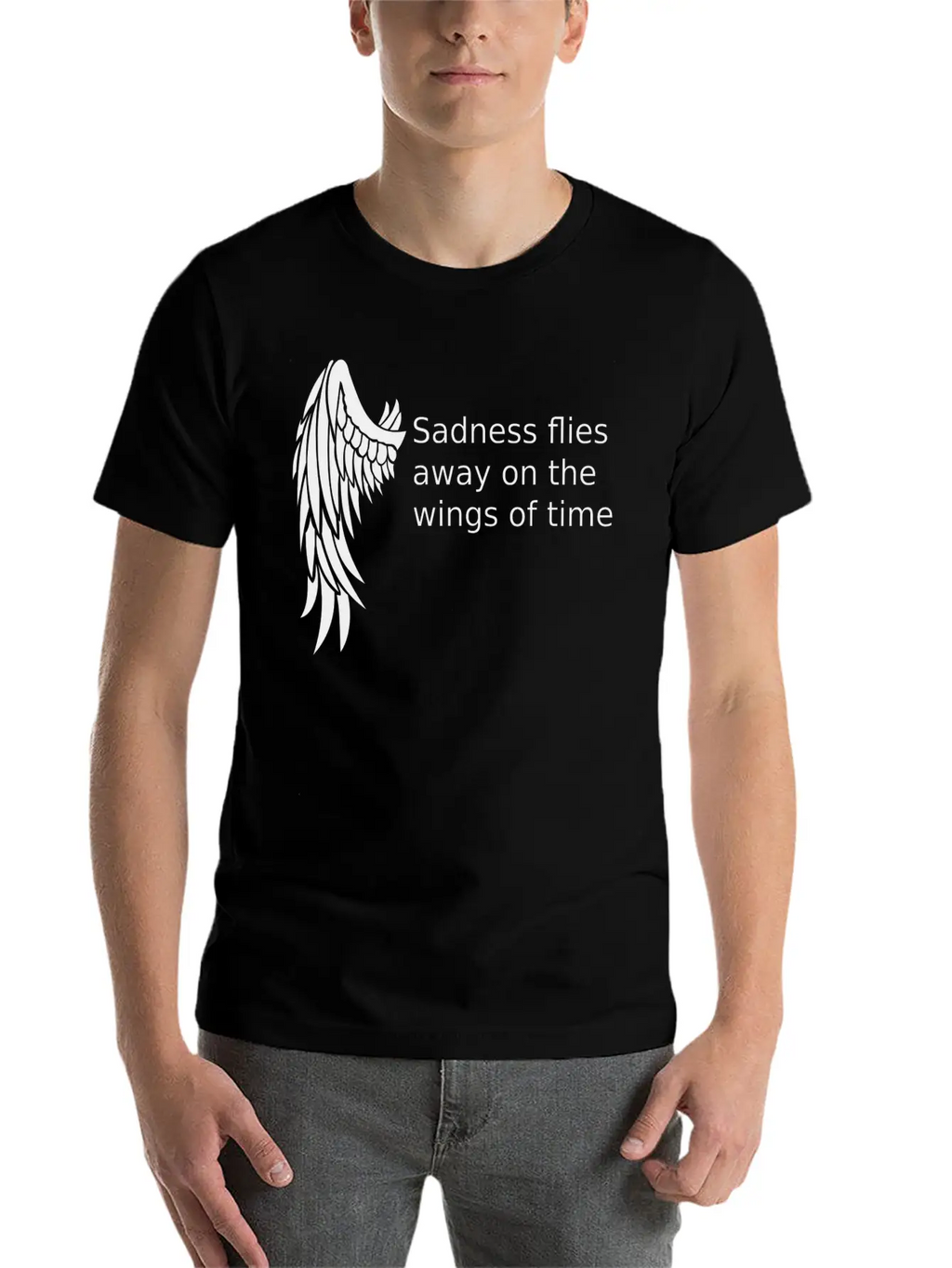 Wings T-shirt Gifts /sadness Flies Away Breathable Soft Cotton T-Shirt – Timeless Casual Look