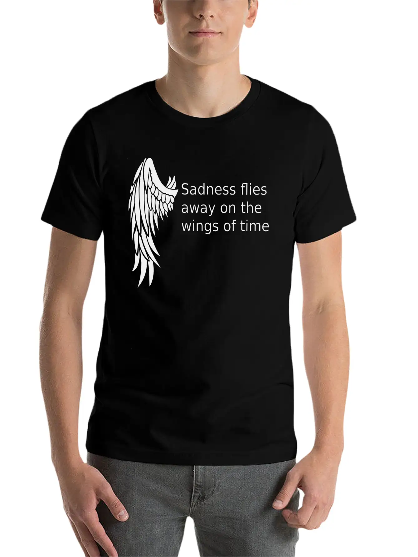 Wings T-shirt Gifts /sadness Flies Away Breathable Soft Cotton T-Shirt – Timeless Casual Look