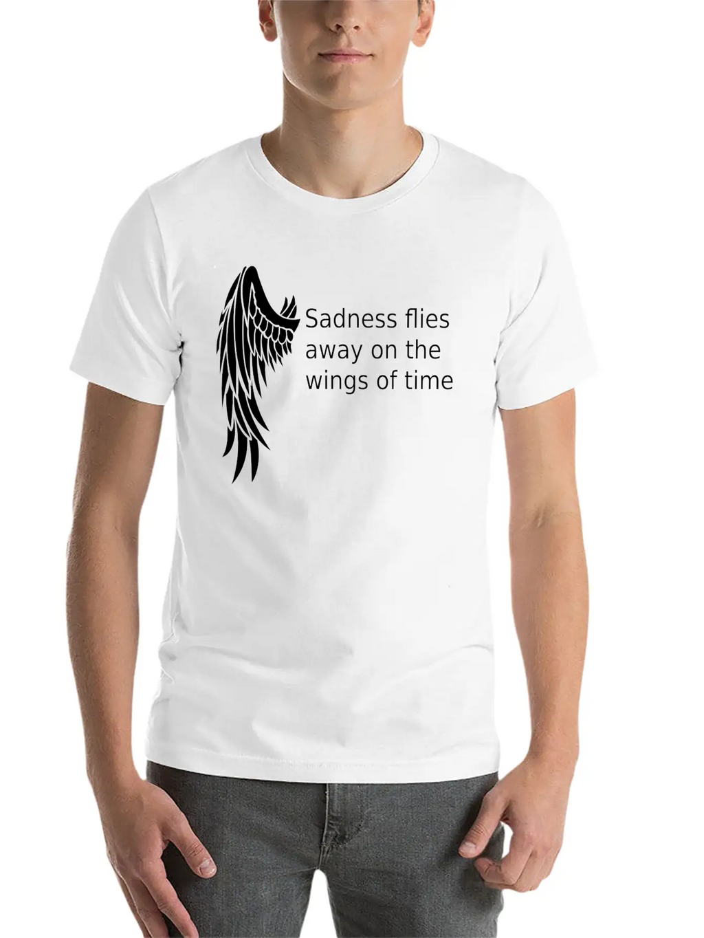 Wings T-shirt Gifts /sadness Flies Away Breathable Soft Cotton T-Shirt – Timeless Casual Look