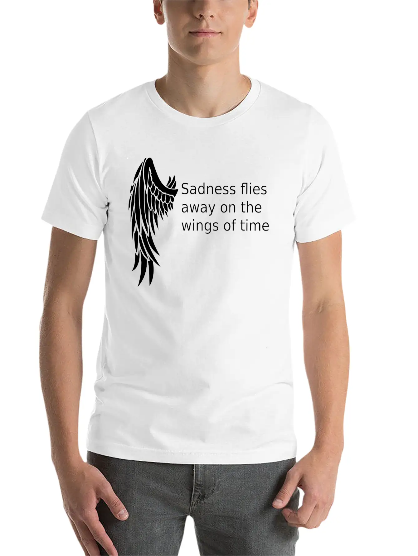Wings T-shirt Gifts /sadness Flies Away Breathable Soft Cotton T-Shirt – Timeless Casual Look