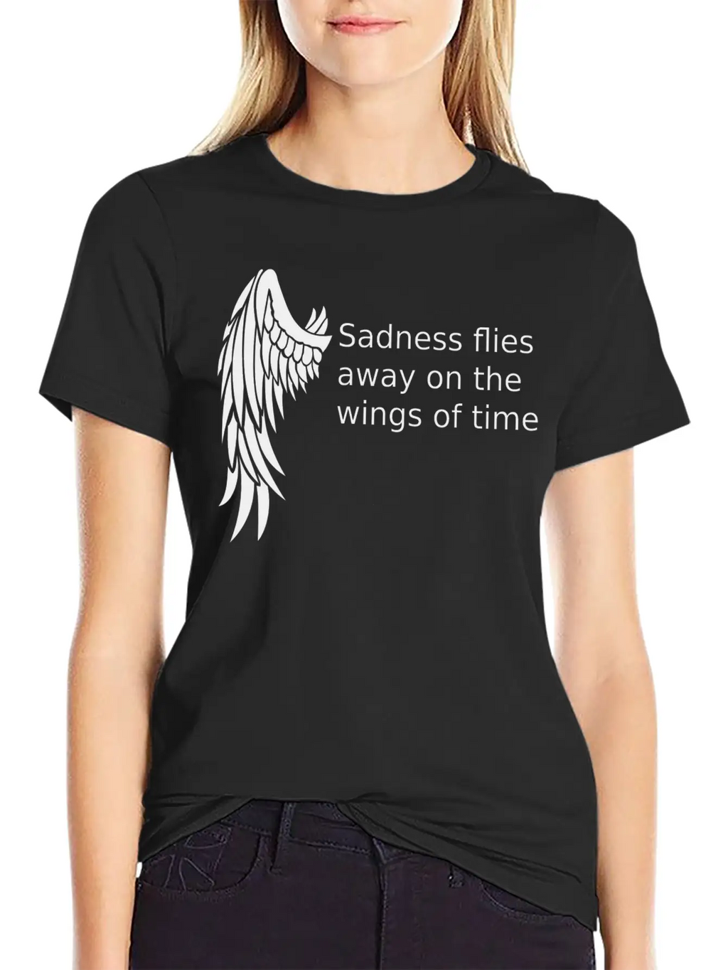 Wings T-shirt Gifts /sadness Flies Away Breathable Soft Cotton T-Shirt – Timeless Casual Look