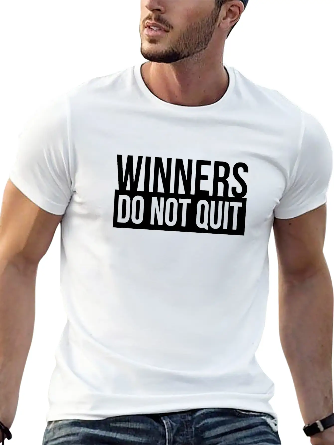 WINNERS DO NOT QUIT MOTIVATION INSPIRATION QUOTE Breathable Soft Cotton T-Shirt – Timeless Casual Look