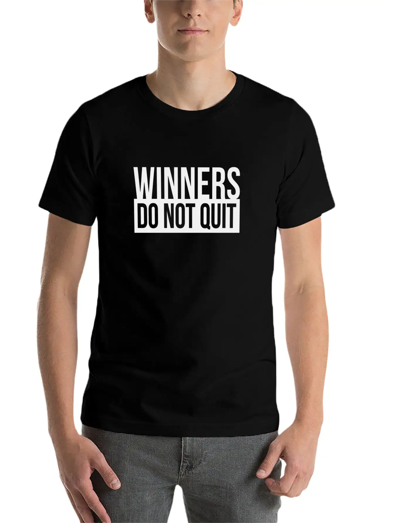 WINNERS DO NOT QUIT MOTIVATION INSPIRATION QUOTE Breathable Soft Cotton T-Shirt – Timeless Casual Look