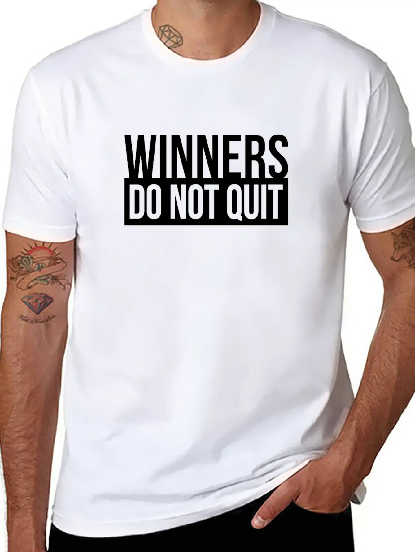 WINNERS DO NOT QUIT MOTIVATION INSPIRATION QUOTE Breathable Soft Cotton T-Shirt – Timeless Casual Look