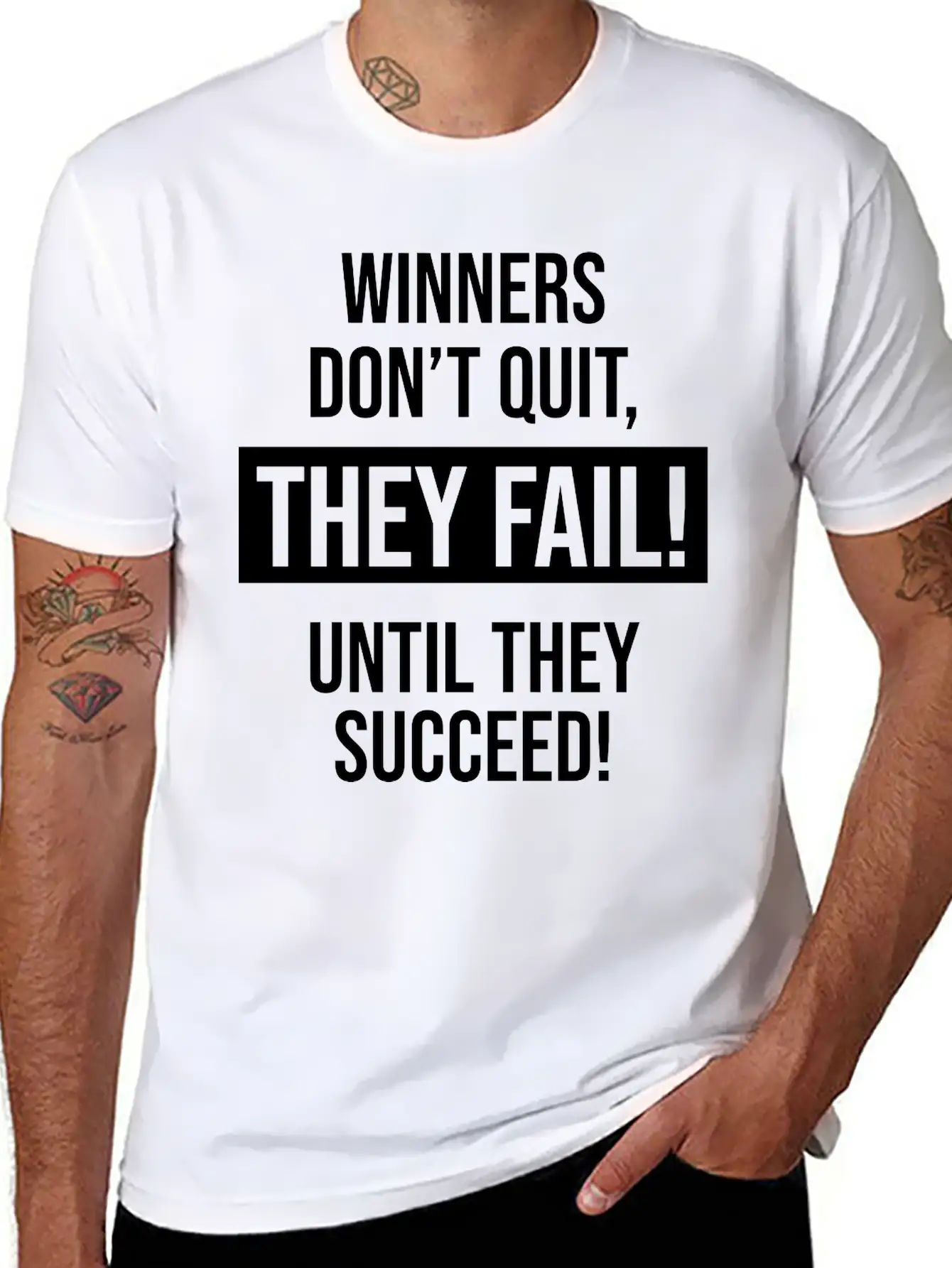 Winners Don't Quit, They Fail! Until They Succeed! Basic Graphic T-Shirt – Daily Comfort In Soft Cotton