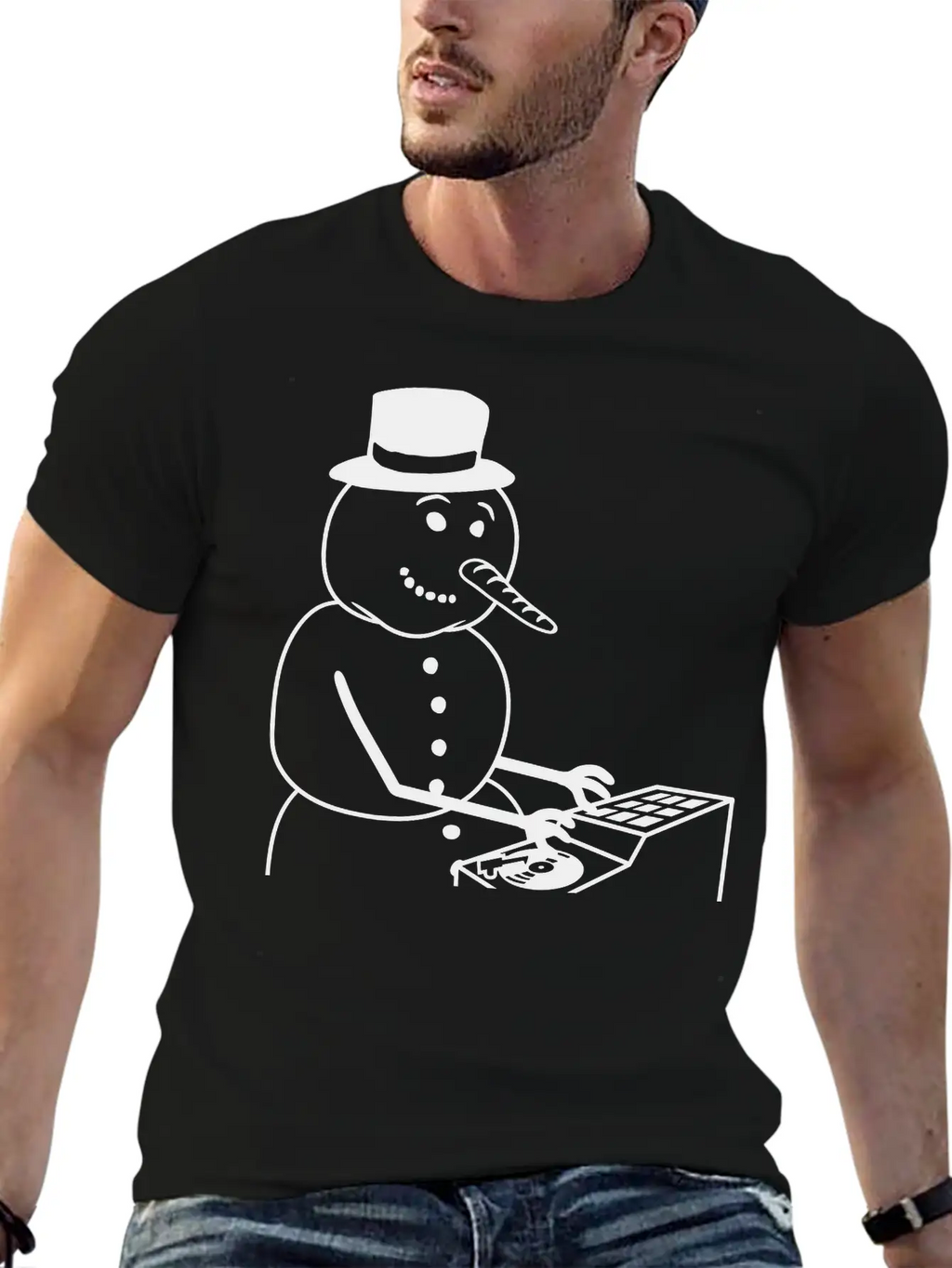 Winter DJ Snowman Mixer Mixing Console Music Party Timeless Short Sleeve Tee – Comfy And Minimalist Design