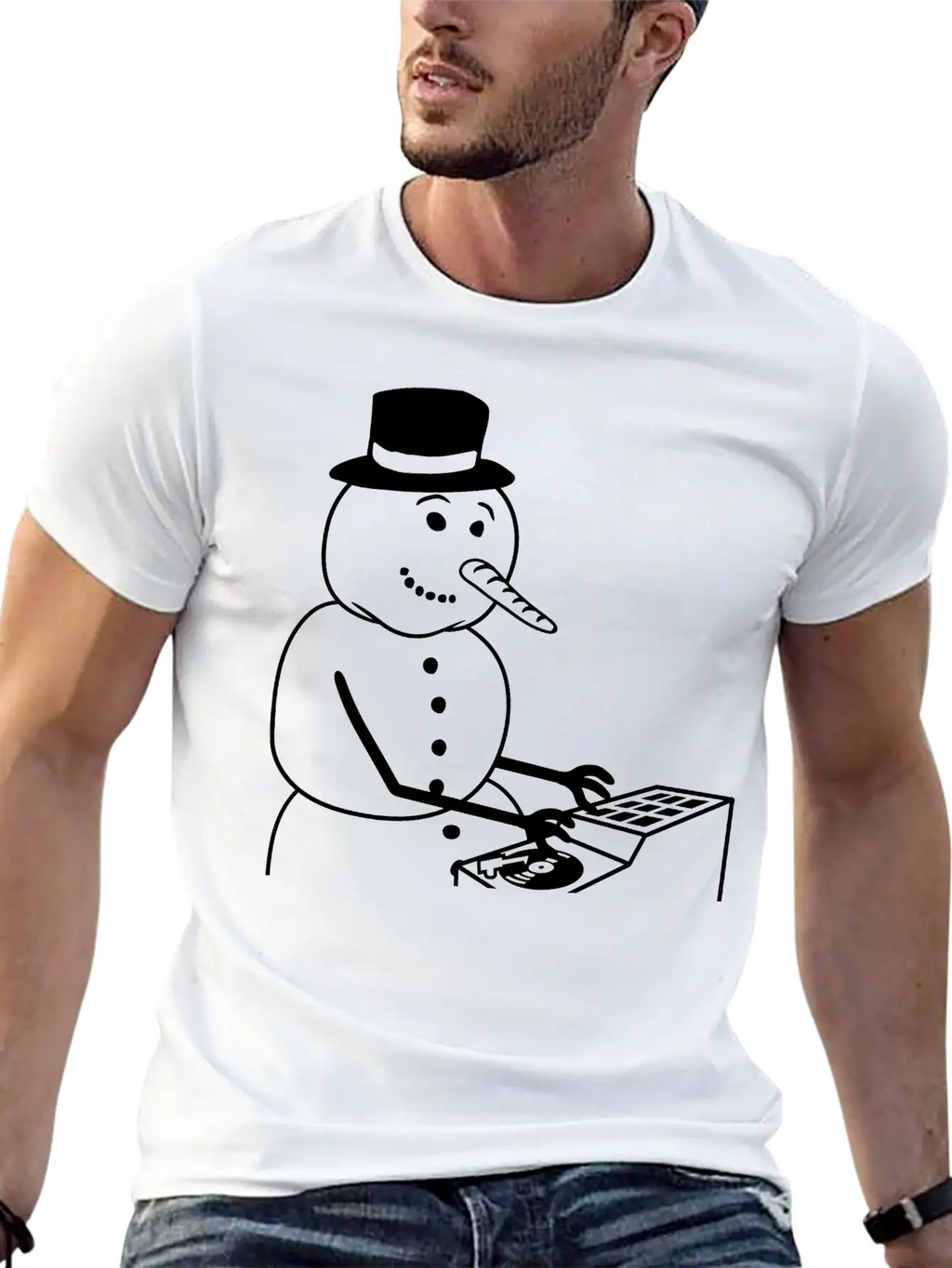 Winter DJ Snowman Mixer Mixing Console Music Party Timeless Short Sleeve Tee – Comfy And Minimalist Design