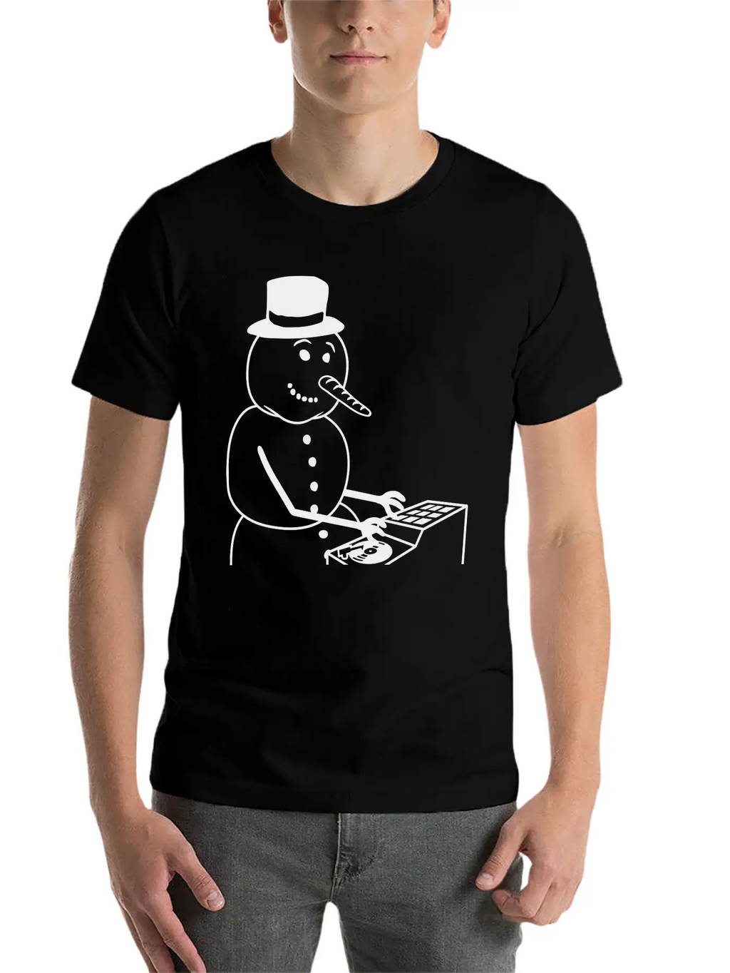Winter DJ Snowman Mixer Mixing Console Music Party Timeless Short Sleeve Tee – Comfy And Minimalist Design