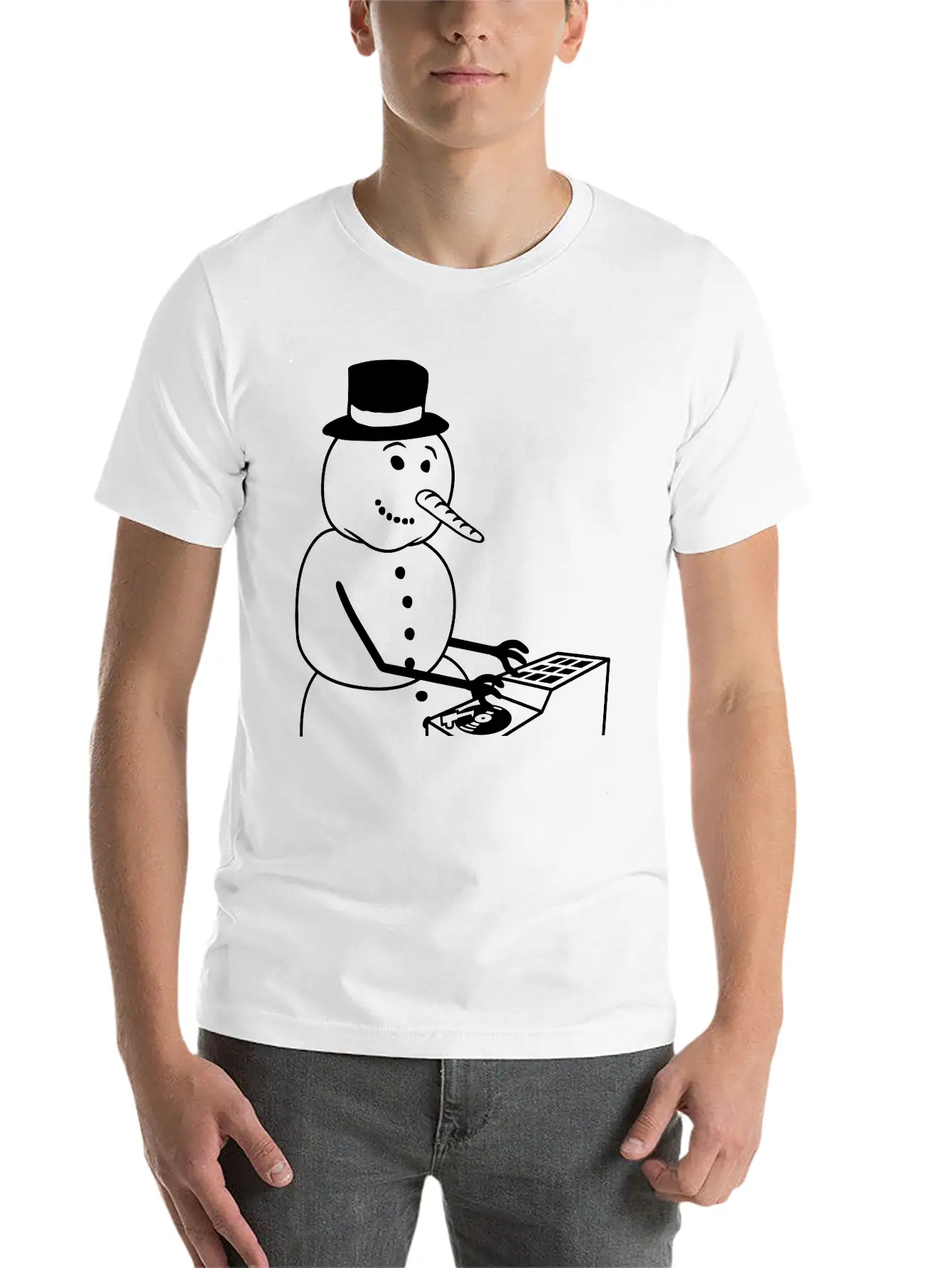 Winter DJ Snowman Mixer Mixing Console Music Party Timeless Short Sleeve Tee – Comfy And Minimalist Design