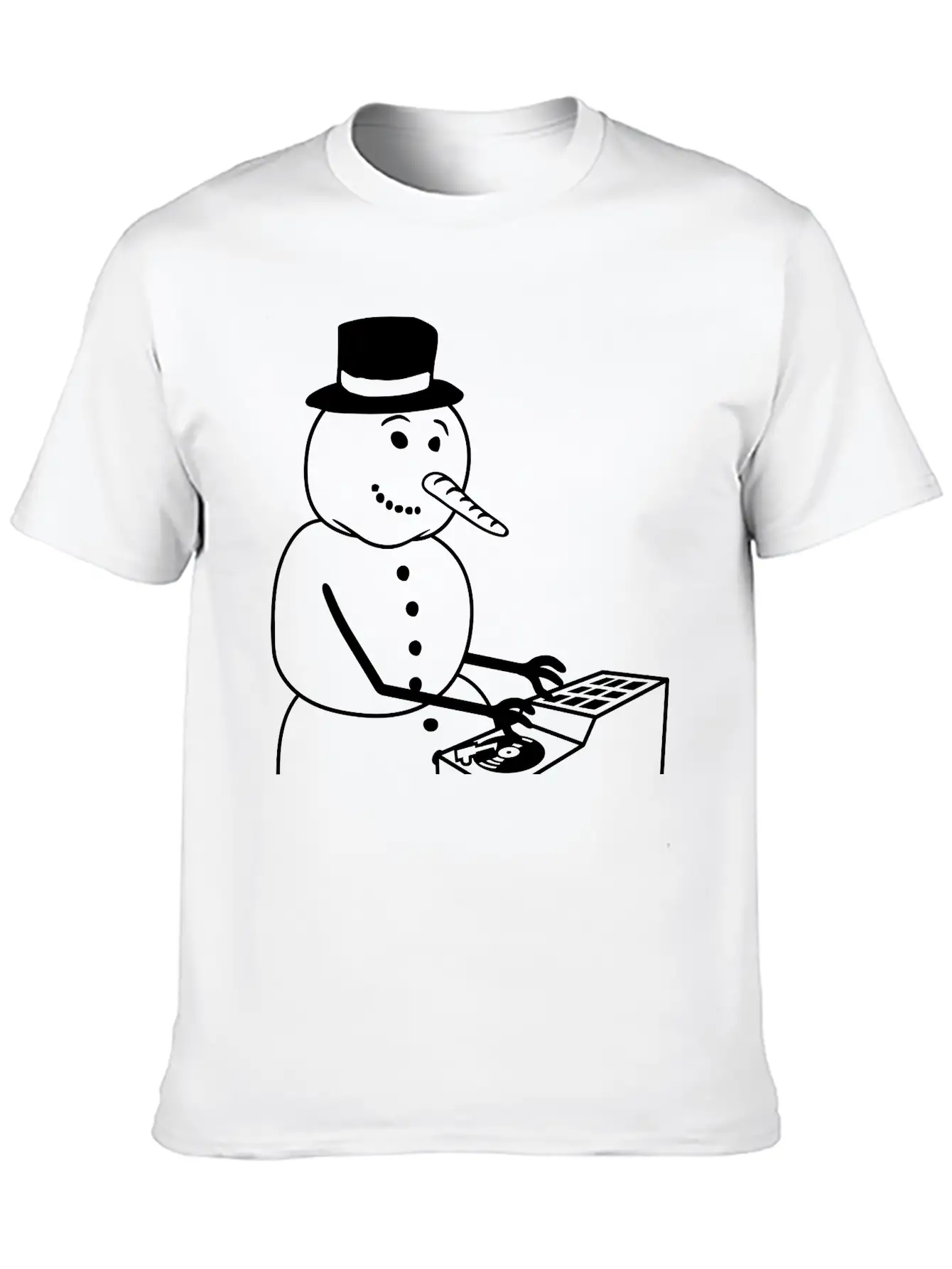 Winter DJ Snowman Mixer Mixing Console Music Party Timeless Short Sleeve Tee – Comfy And Minimalist Design