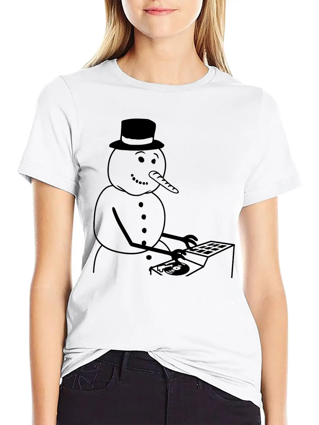 Winter DJ Snowman Mixer Mixing Console Music Party Timeless Short Sleeve Tee – Comfy And Minimalist Design