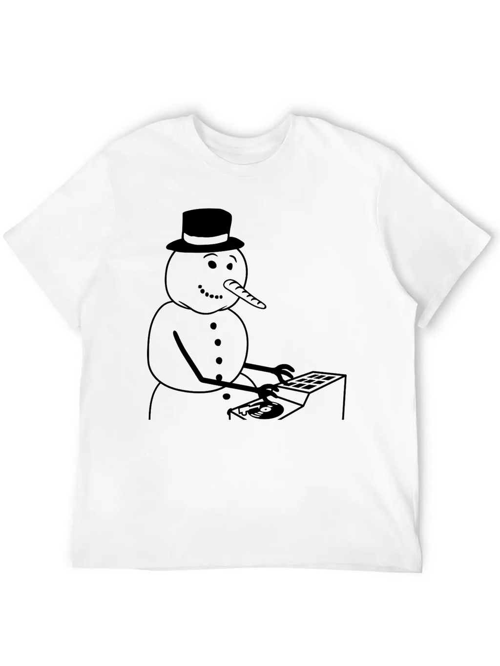 Winter DJ Snowman Mixer Mixing Console Music Party Timeless Short Sleeve Tee – Comfy And Minimalist Design