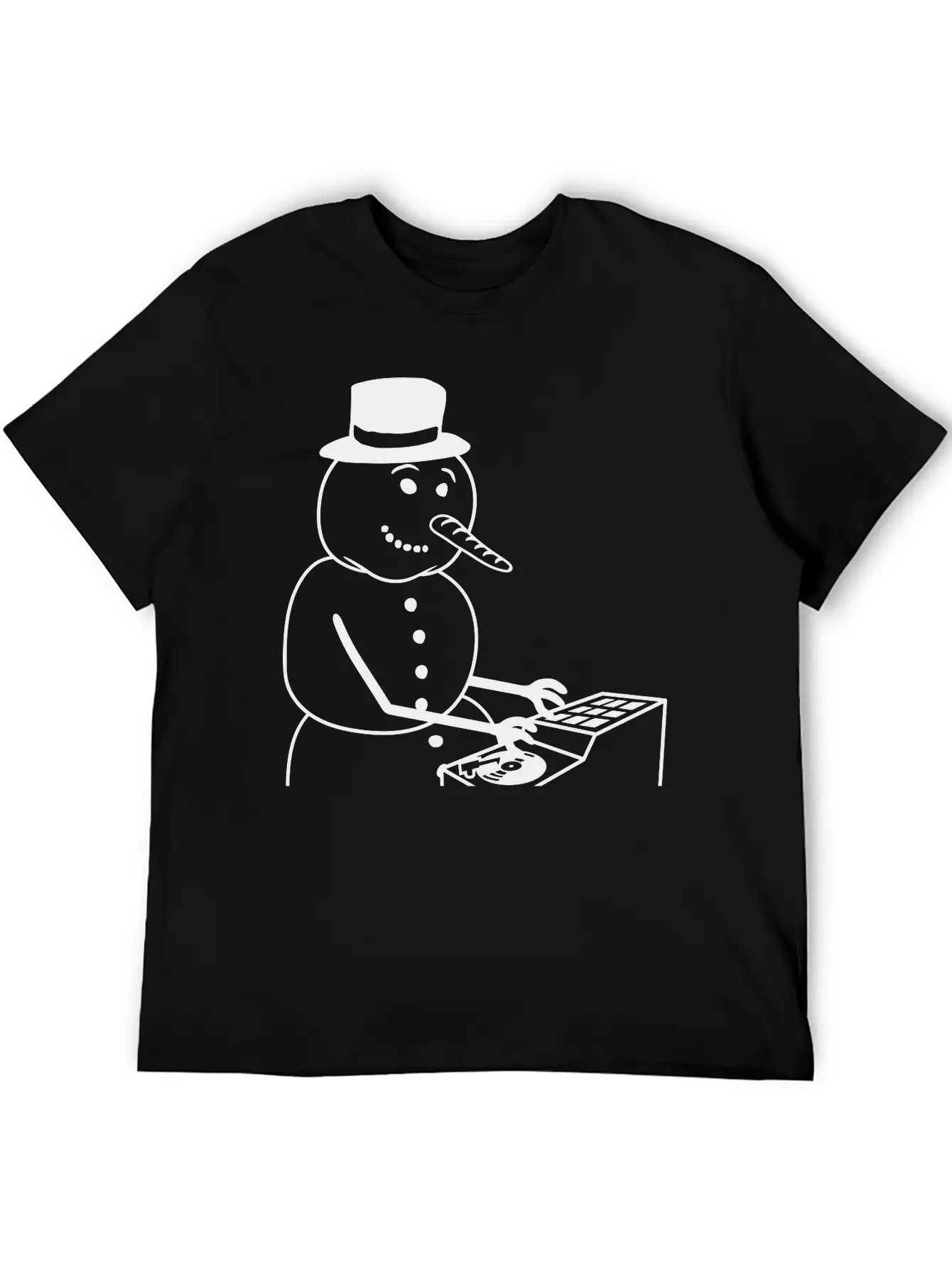 Winter DJ Snowman Mixer Mixing Console Music Party Timeless Short Sleeve Tee – Comfy And Minimalist Design