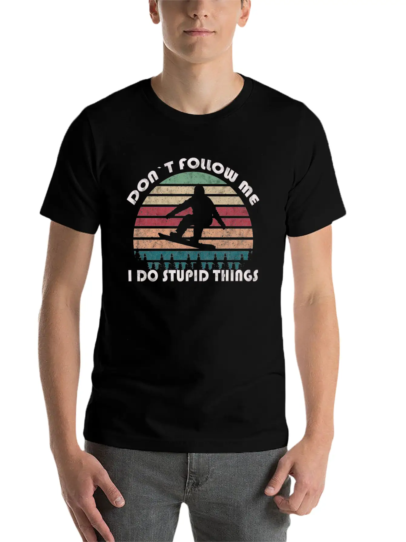 Winter Snowboarding "Dont Follow Me" Retro VIntage Classic Cotton Tee – Unisex Comfort For Any Season