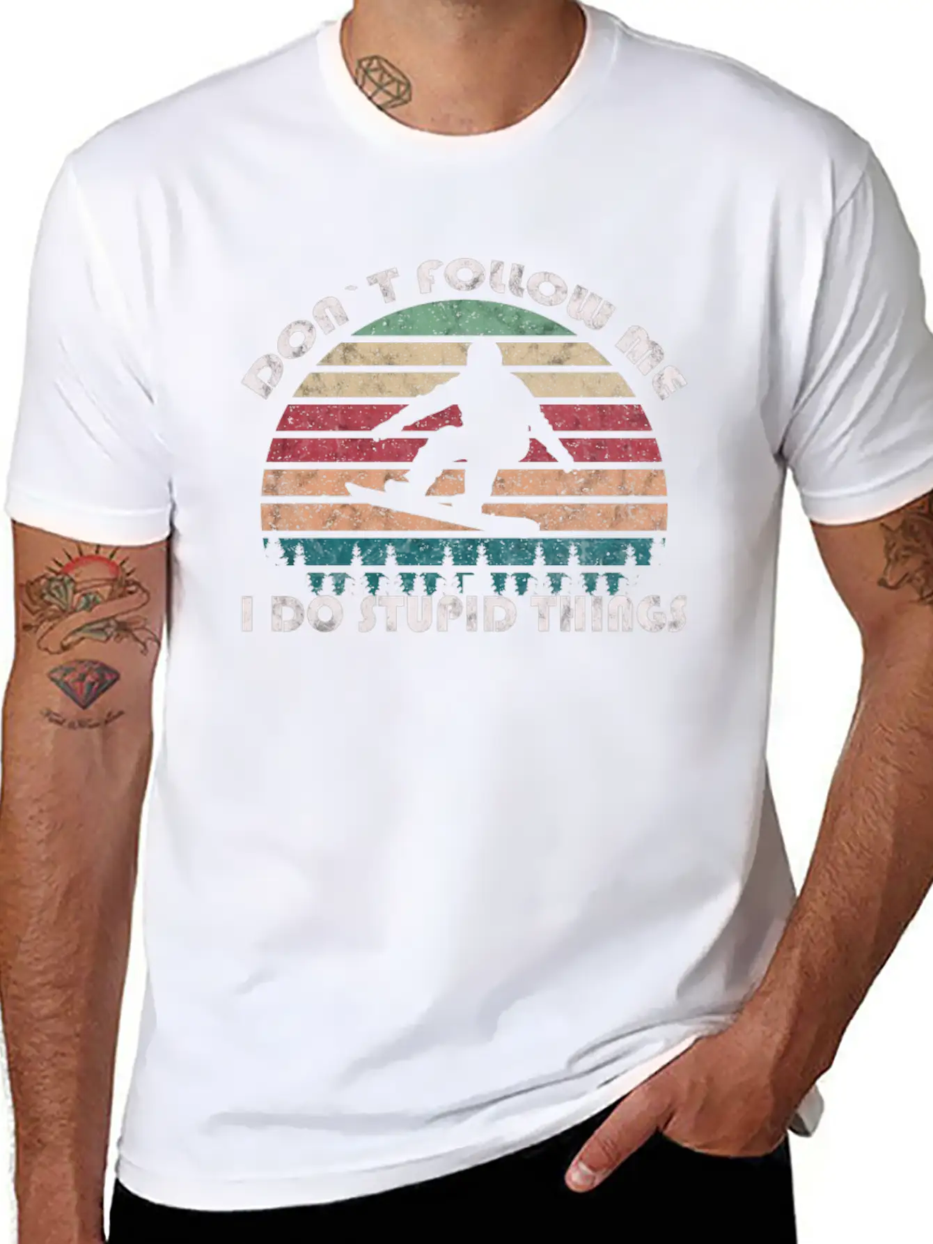 Winter Snowboarding "Dont Follow Me" Retro VIntage Classic Cotton Tee – Unisex Comfort For Any Season