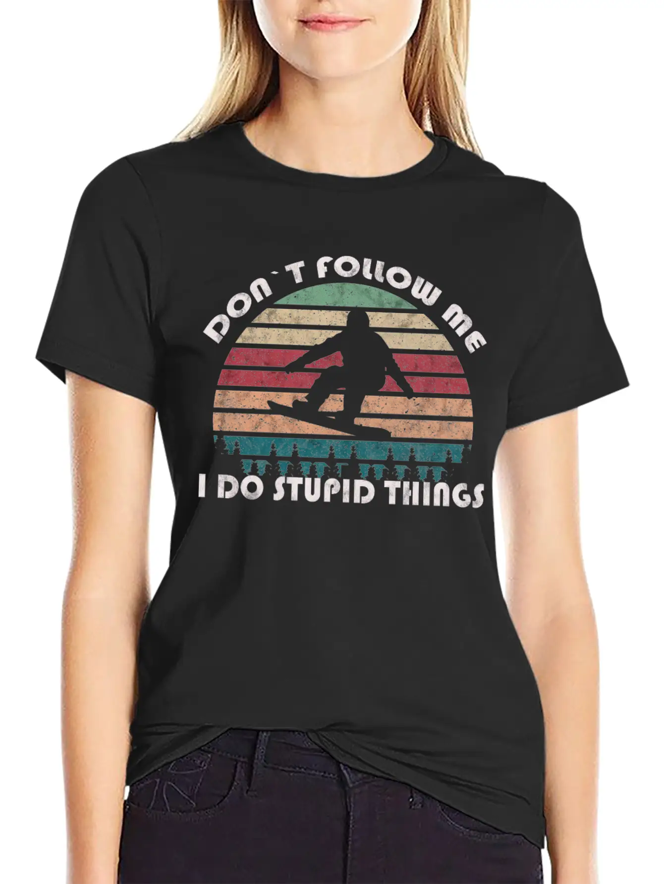 Winter Snowboarding "Dont Follow Me" Retro VIntage Classic Cotton Tee – Unisex Comfort For Any Season