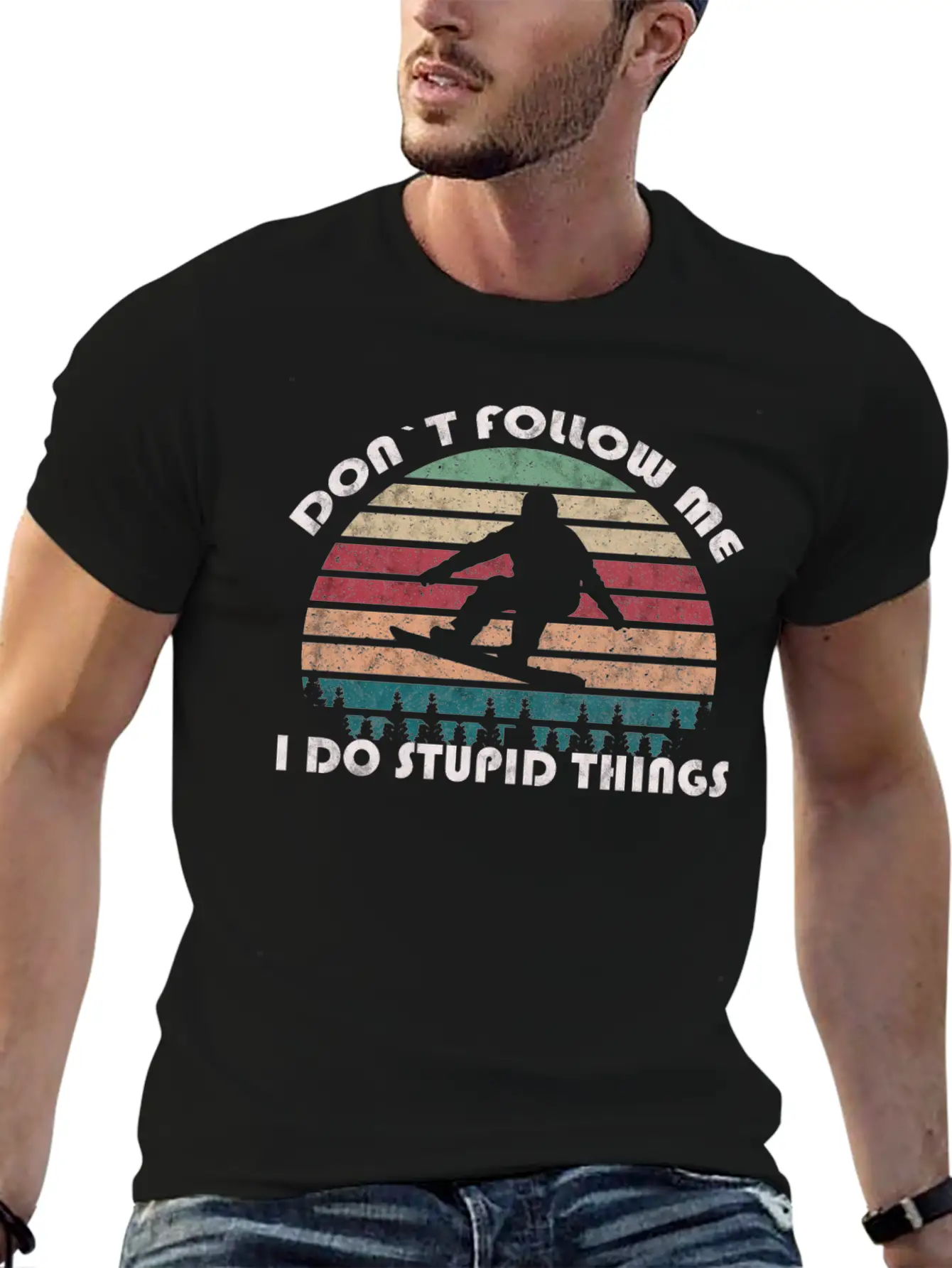 Winter Snowboarding "Dont Follow Me" Retro VIntage Classic Cotton Tee – Unisex Comfort For Any Season