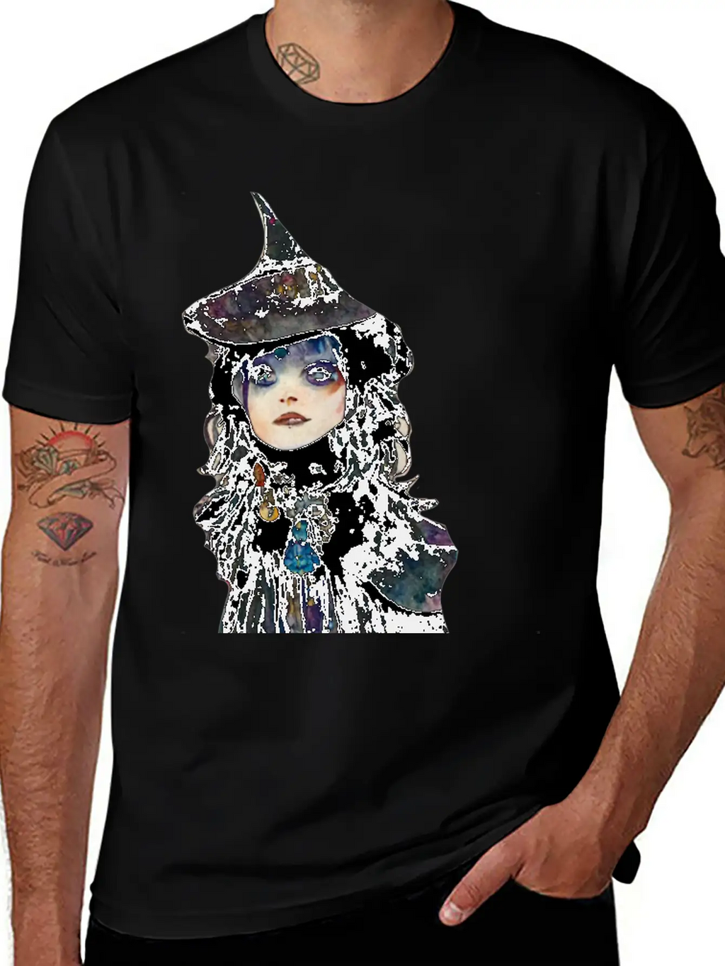 Witch Watercolor Essential Cotton Tee For Daily Outfits – Unisex Style