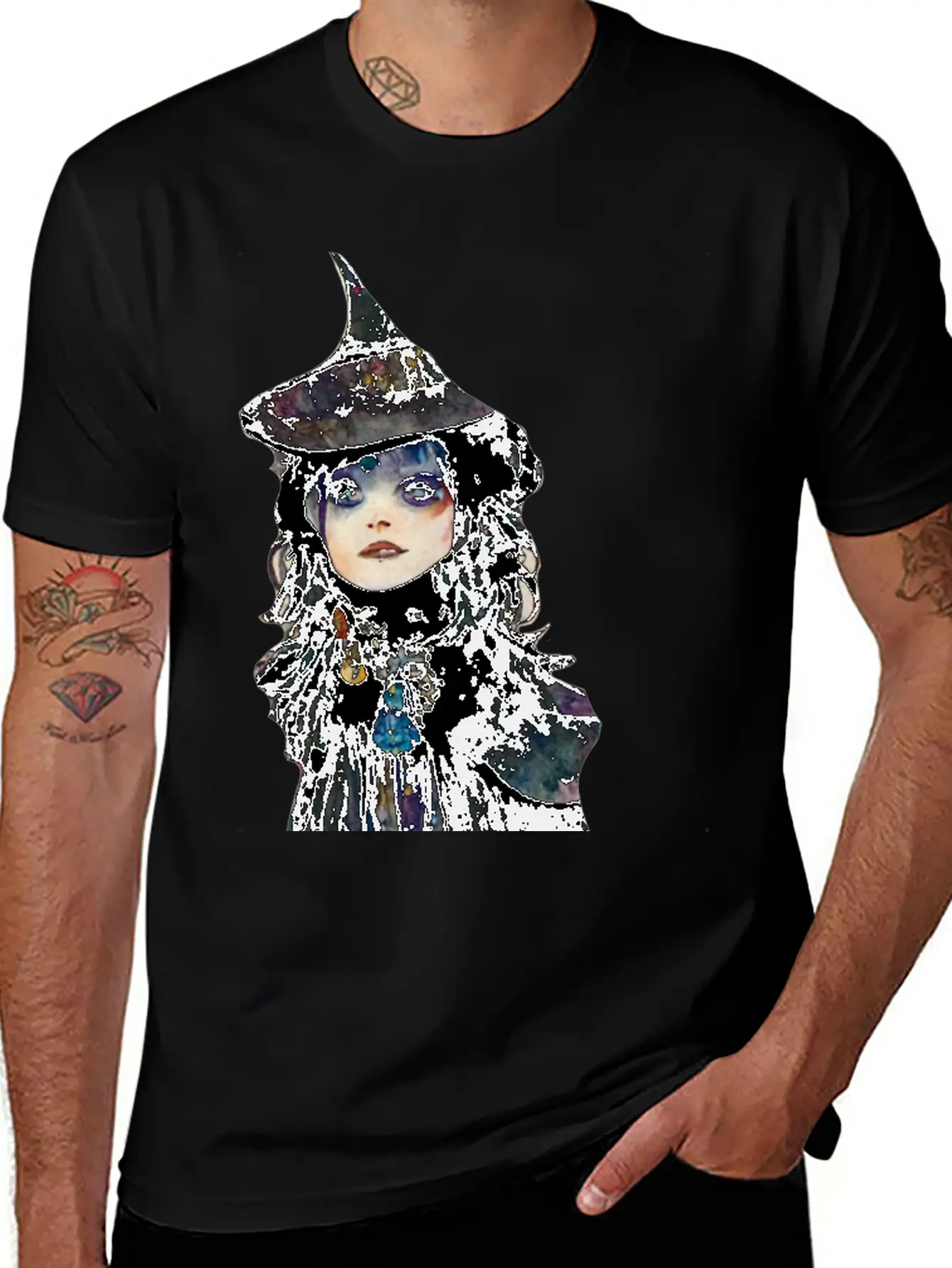 Witch Watercolor Essential Cotton Tee For Daily Outfits – Unisex Style