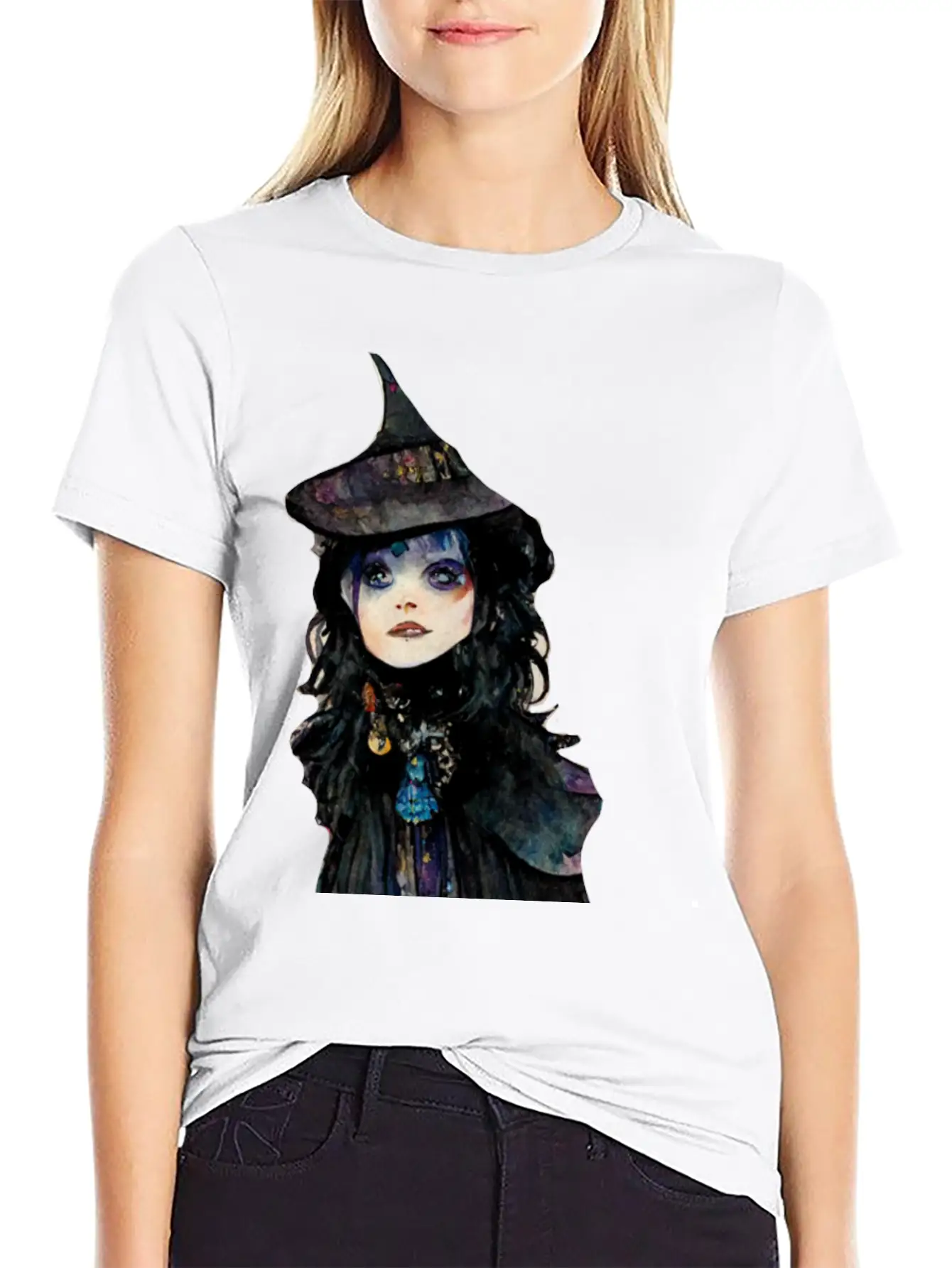 Witch Watercolor Essential Cotton Tee For Daily Outfits – Unisex Style