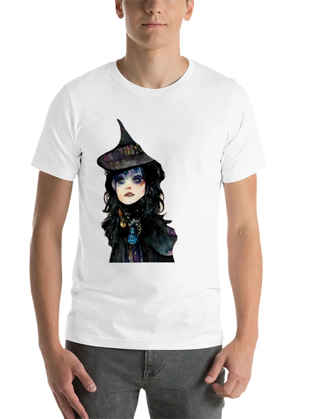 Witch Watercolor Essential Cotton Tee For Daily Outfits – Unisex Style