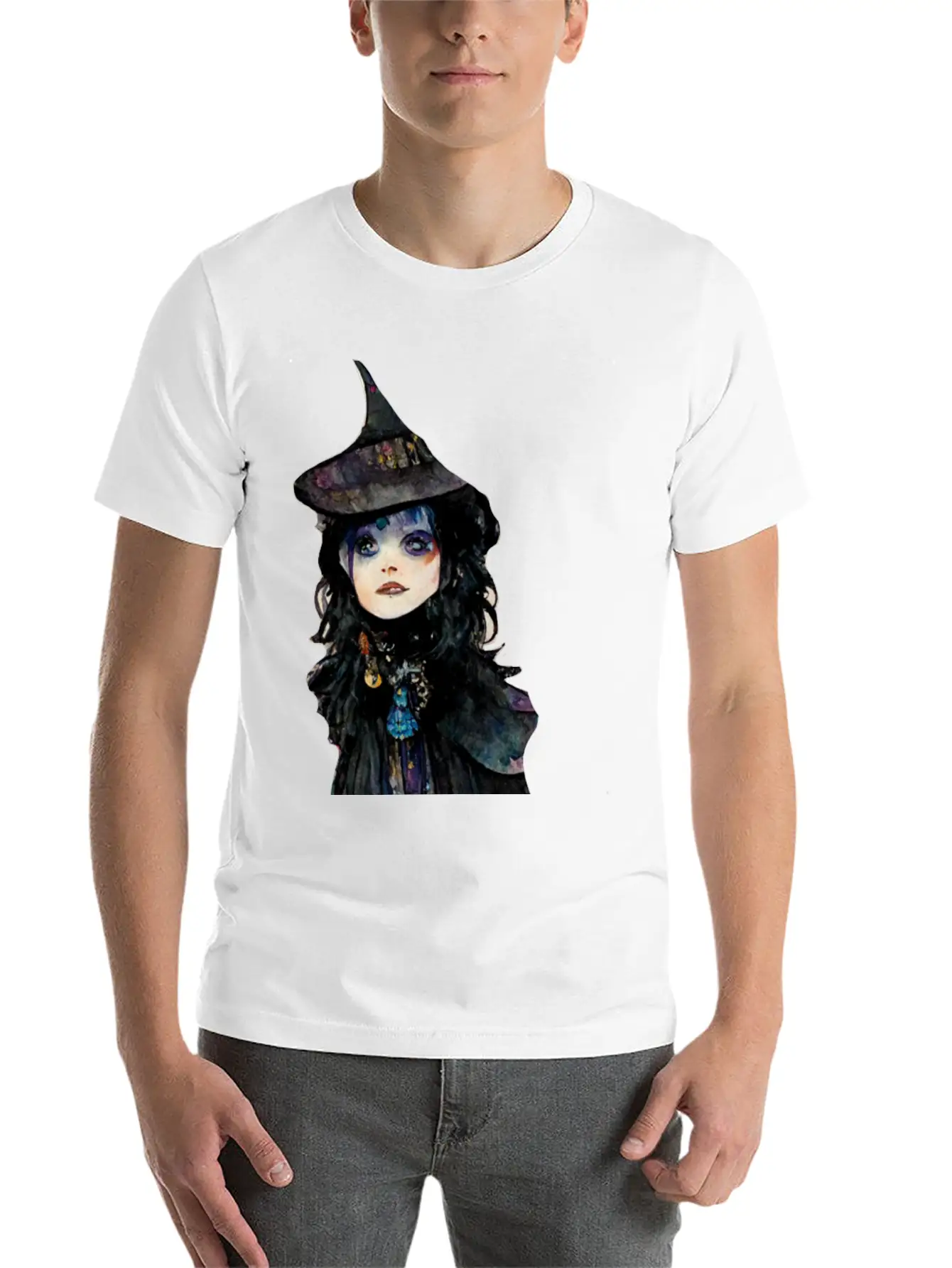 Witch Watercolor Essential Cotton Tee For Daily Outfits – Unisex Style