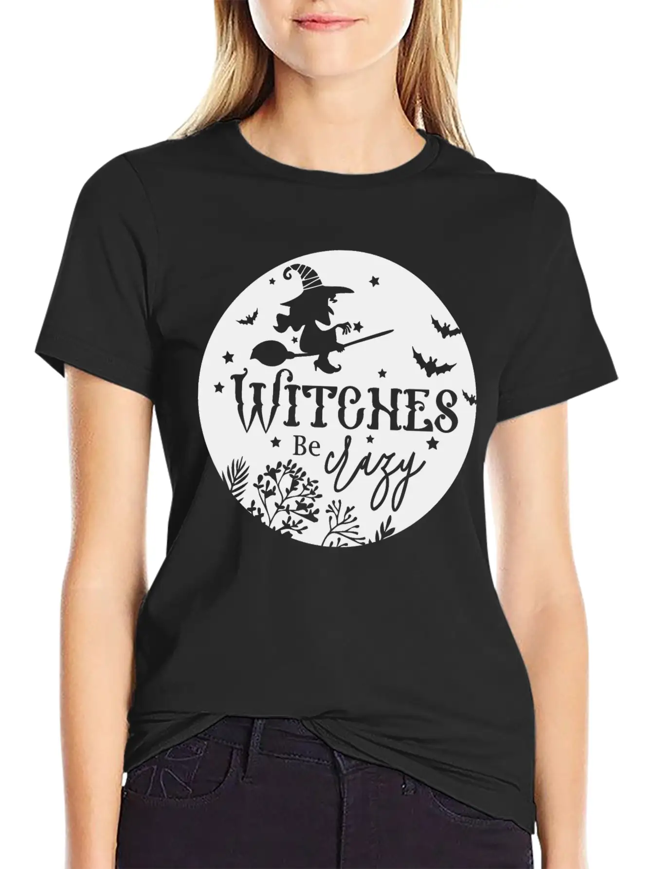 Witches Be Crazy Breathable Soft Cotton T-Shirt – Timeless Casual Look