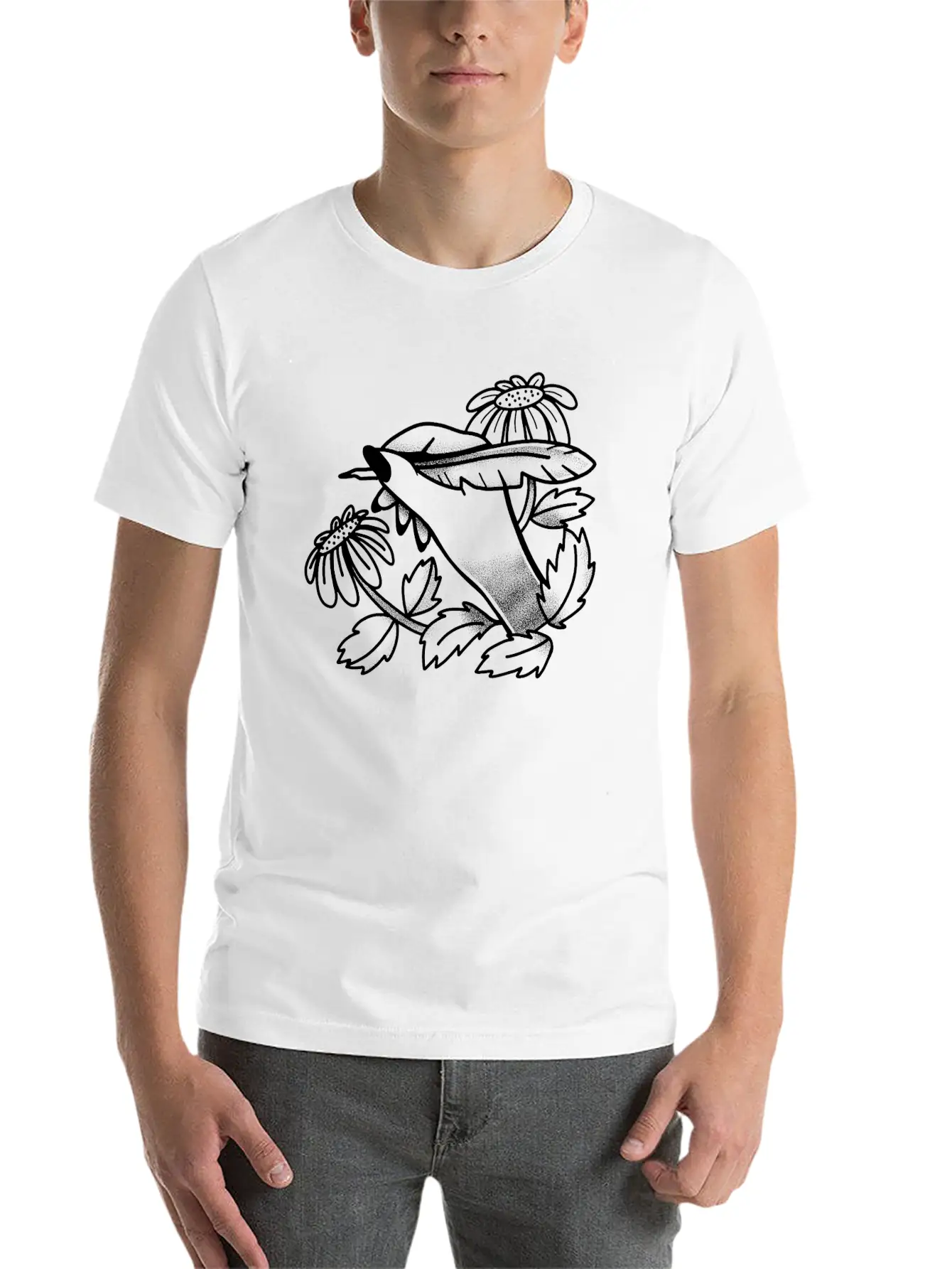 Witchy Boho Tattoo Hand Writing With Dandelions Stylish Everyday T-Shirt – Unisex Basic Cotton Tee
