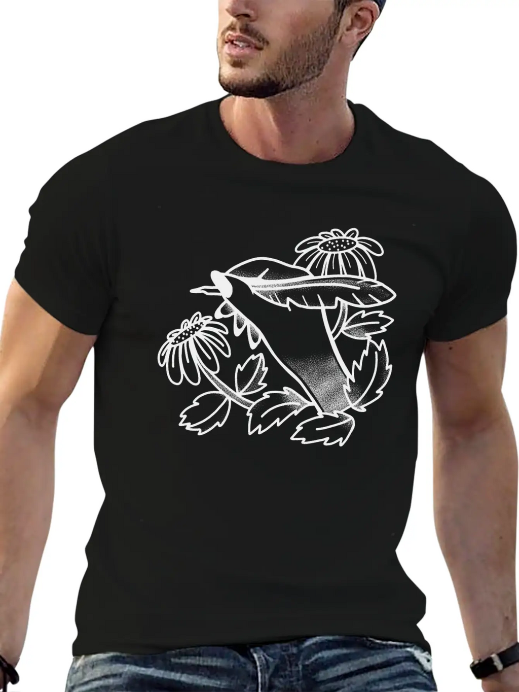 Witchy Boho Tattoo Hand Writing With Dandelions Stylish Everyday T-Shirt – Unisex Basic Cotton Tee