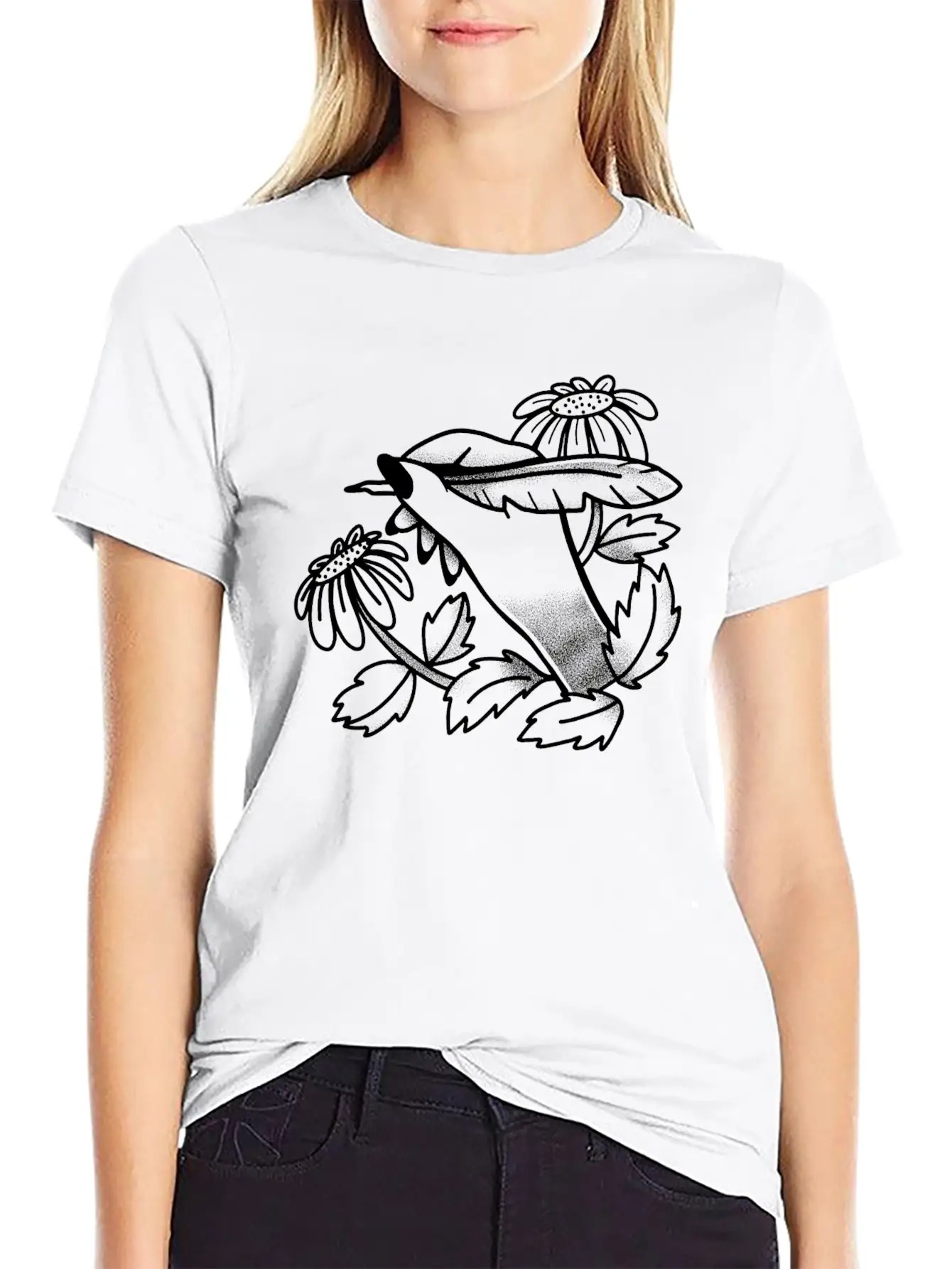 Witchy Boho Tattoo Hand Writing With Dandelions Stylish Everyday T-Shirt – Unisex Basic Cotton Tee