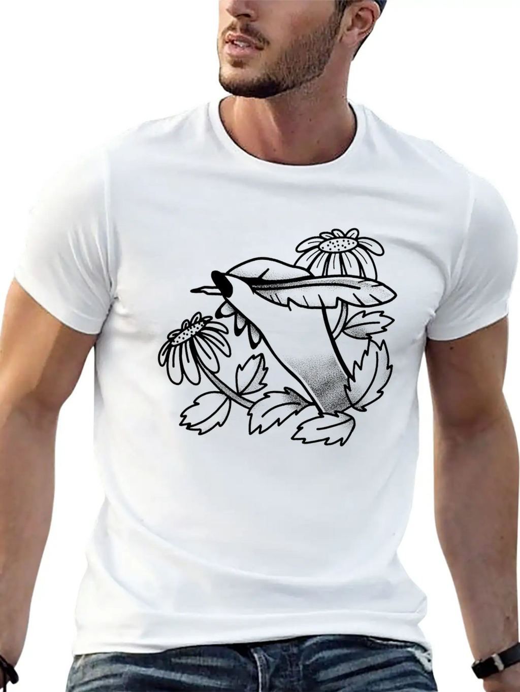 Witchy Boho Tattoo Hand Writing With Dandelions Stylish Everyday T-Shirt – Unisex Basic Cotton Tee