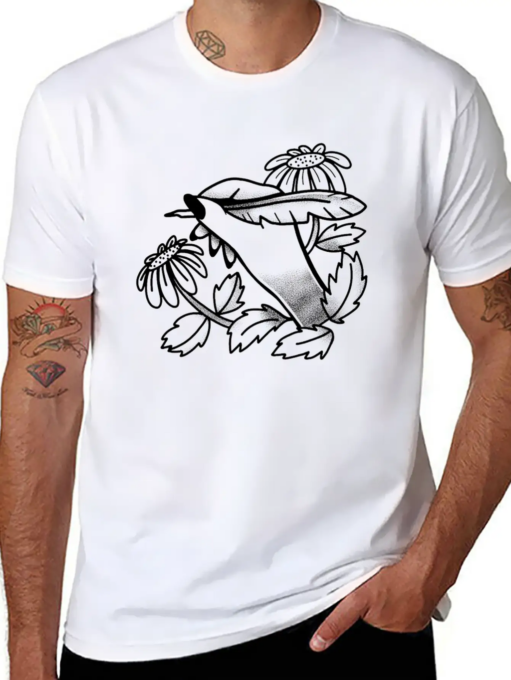 Witchy Boho Tattoo Hand Writing With Dandelions Stylish Everyday T-Shirt – Unisex Basic Cotton Tee