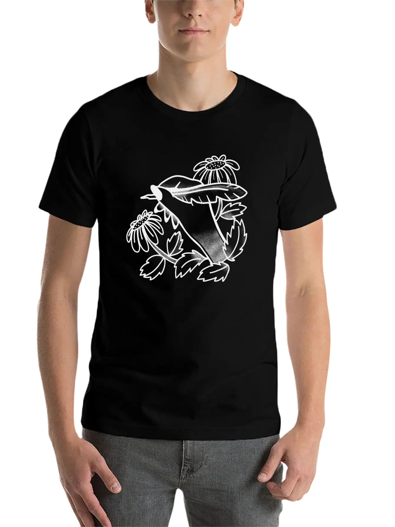 Witchy Boho Tattoo Hand Writing With Dandelions Stylish Everyday T-Shirt – Unisex Basic Cotton Tee