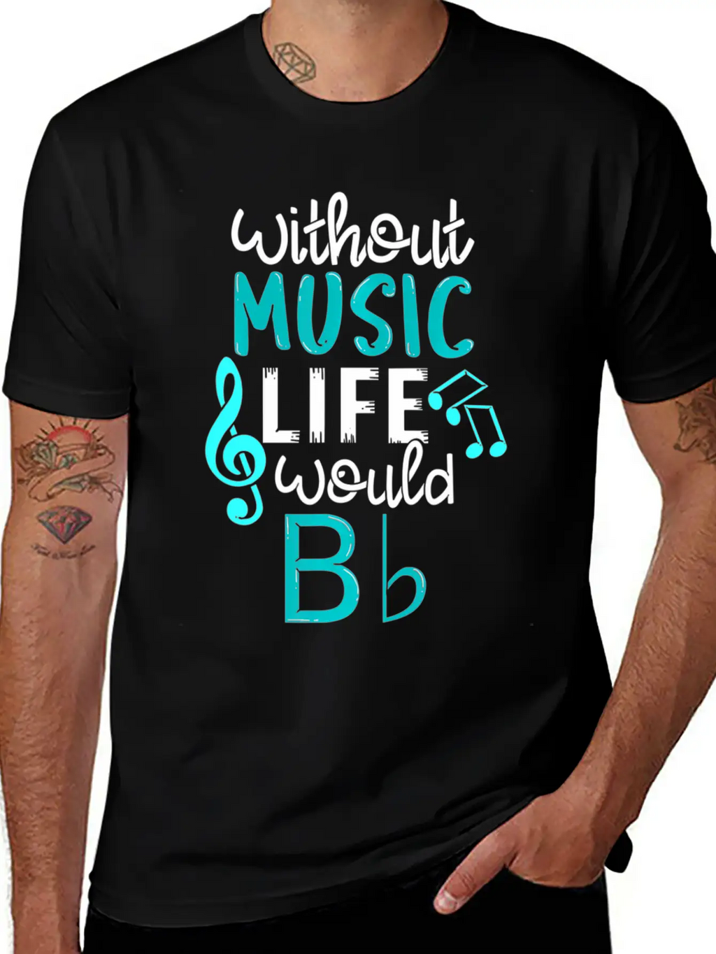 Without Music Life Would B Flat Melody & Rhythm Relaxed Everyday Tee – Lightweight And Durable Cotton