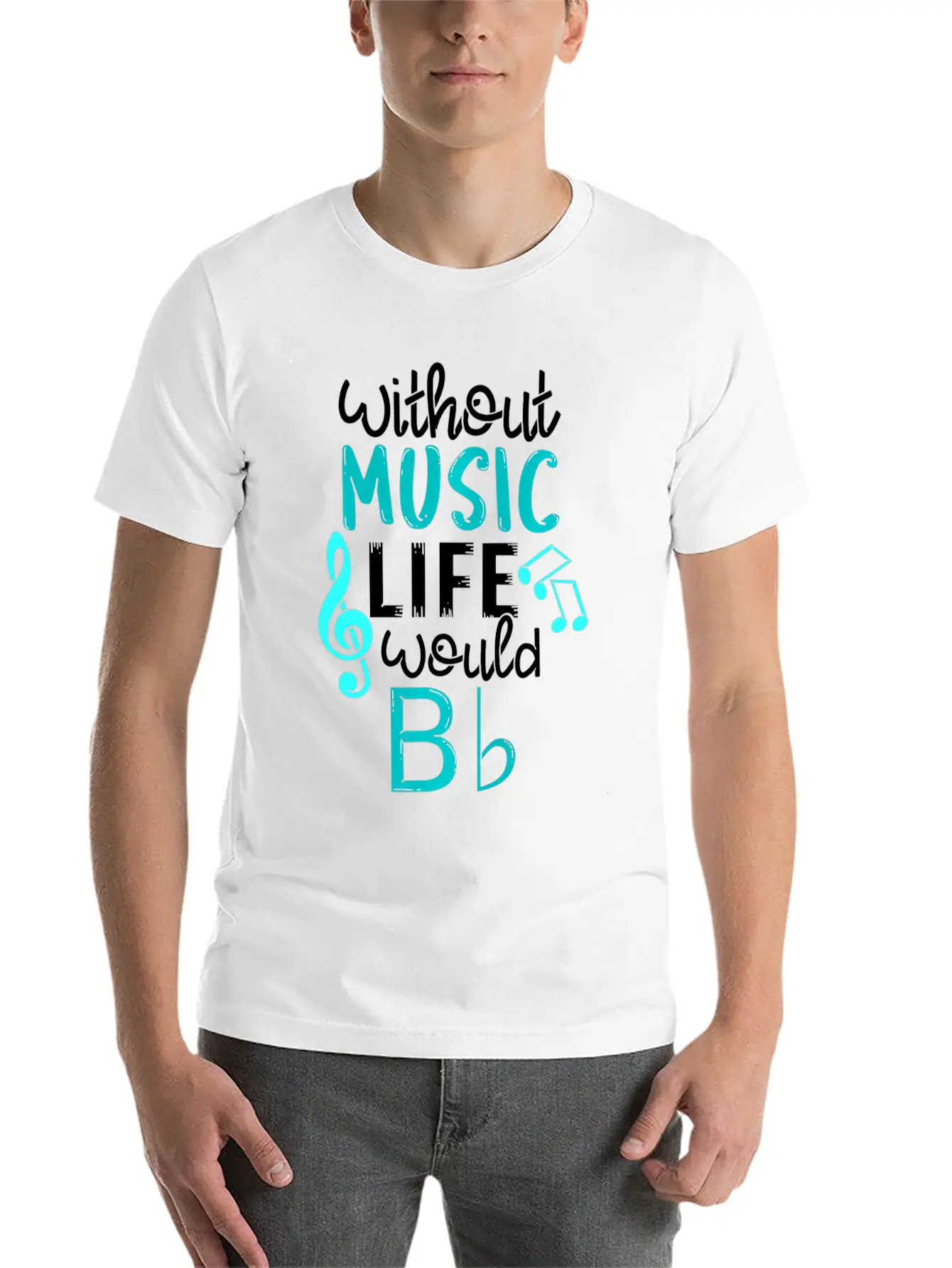 Without Music Life Would B Flat Melody & Rhythm Relaxed Everyday Tee – Lightweight And Durable Cotton