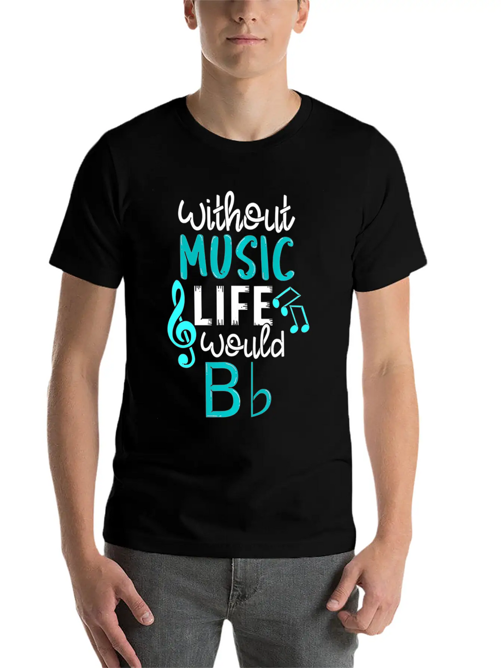 Without Music Life Would B Flat Melody & Rhythm Relaxed Everyday Tee – Lightweight And Durable Cotton