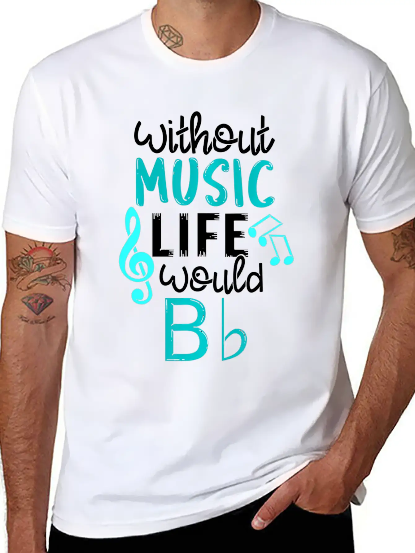 Without Music Life Would B Flat Melody & Rhythm Relaxed Everyday Tee – Lightweight And Durable Cotton