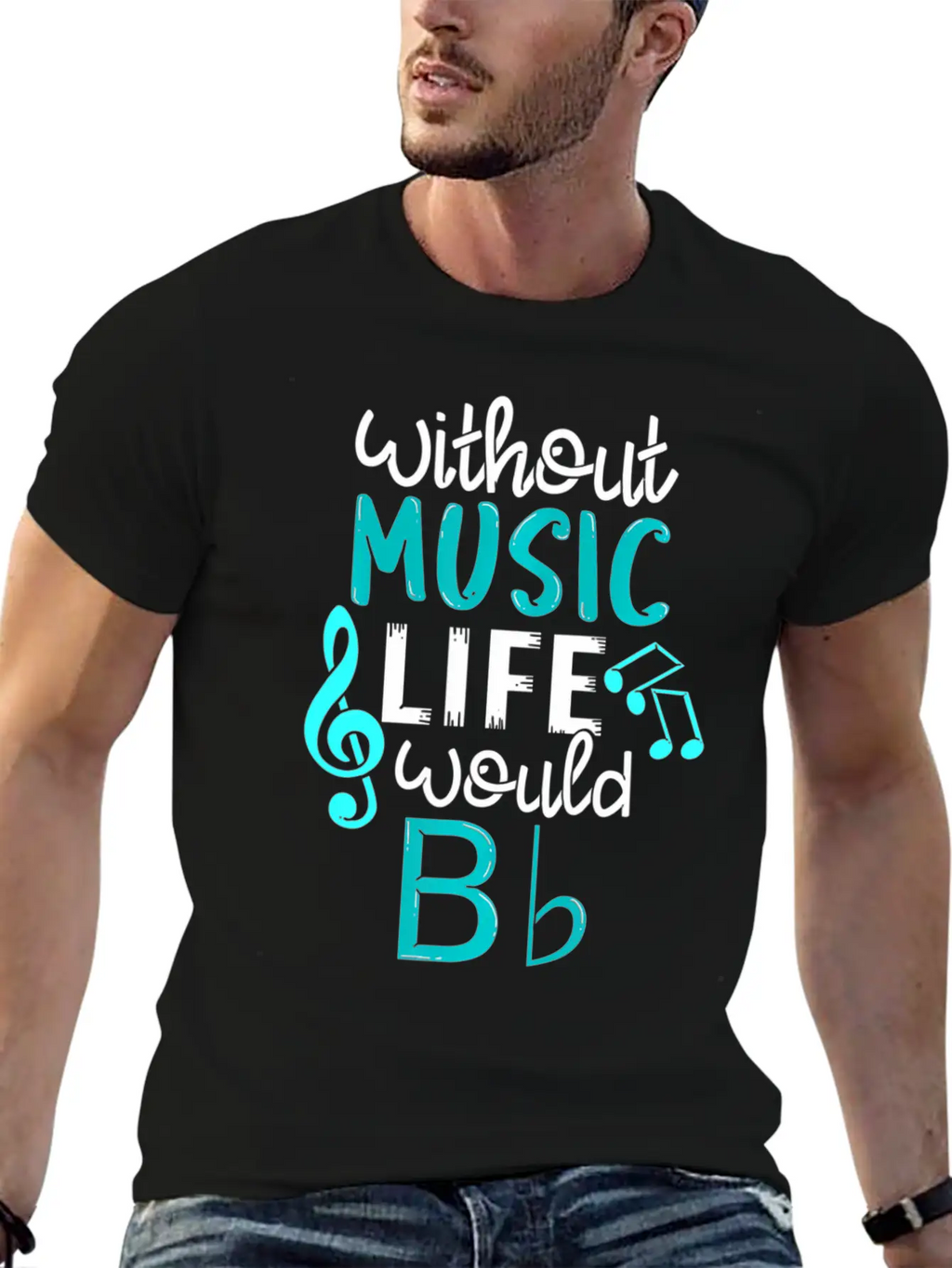 Without Music Life Would B Flat Melody & Rhythm Relaxed Everyday Tee – Lightweight And Durable Cotton