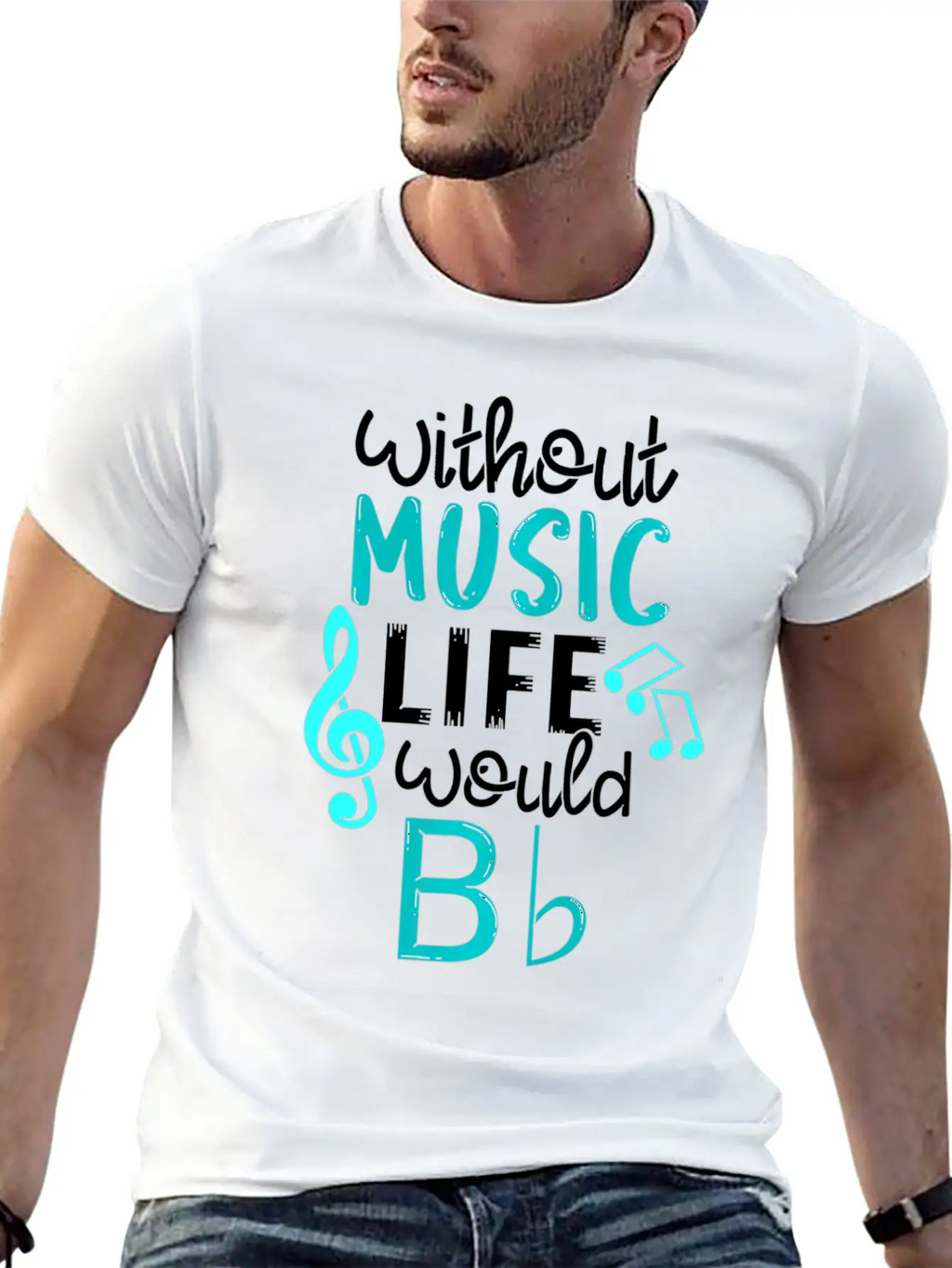 Without Music Life Would B Flat Melody & Rhythm Relaxed Everyday Tee – Lightweight And Durable Cotton